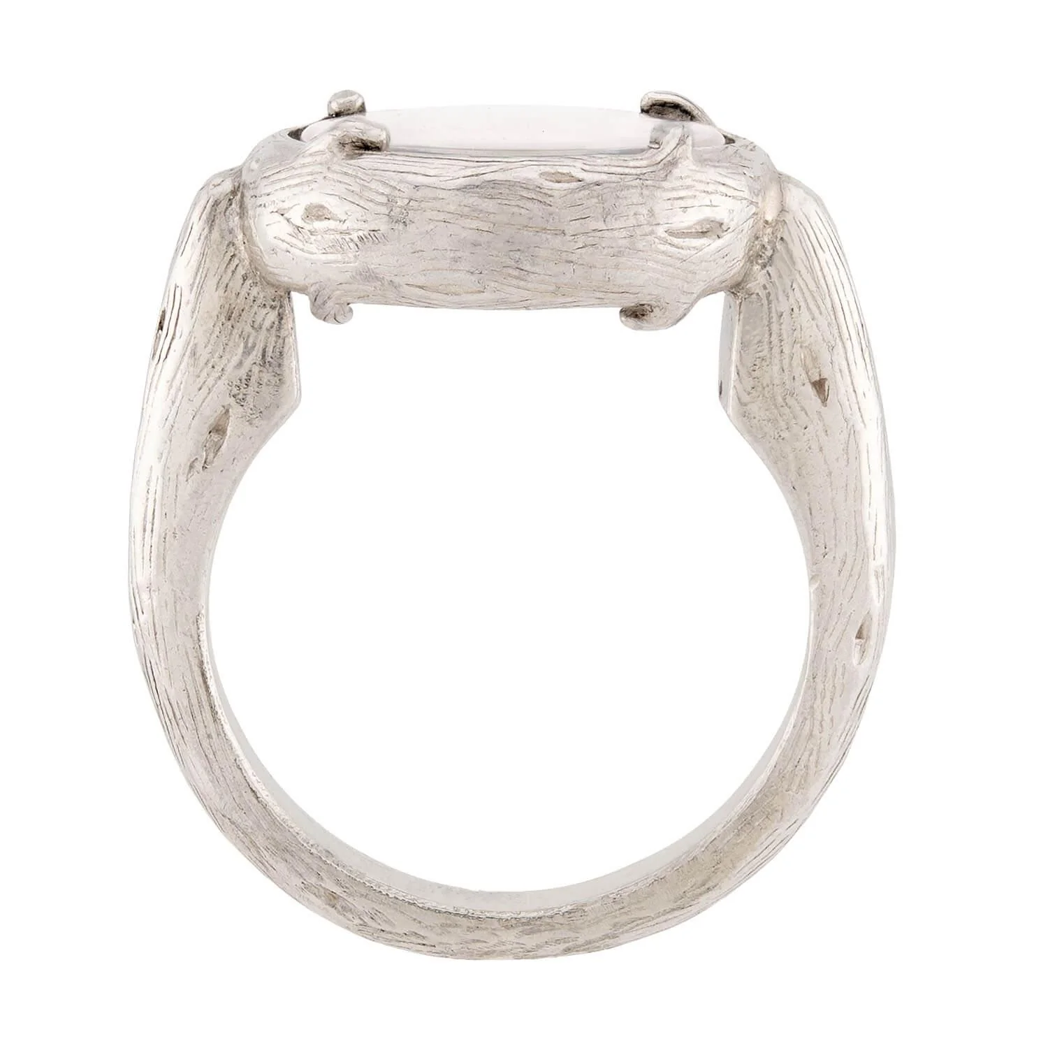 Estate Sterling Silver Diamond and Crystal Happy Ring - Image 4