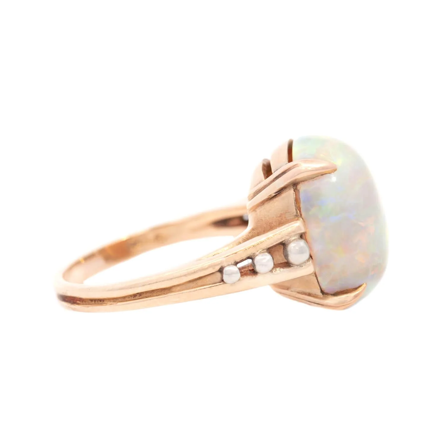 F & F FELGER Inc. Art Nouveau 14k Mixed Metal Opal Ring - Image 3