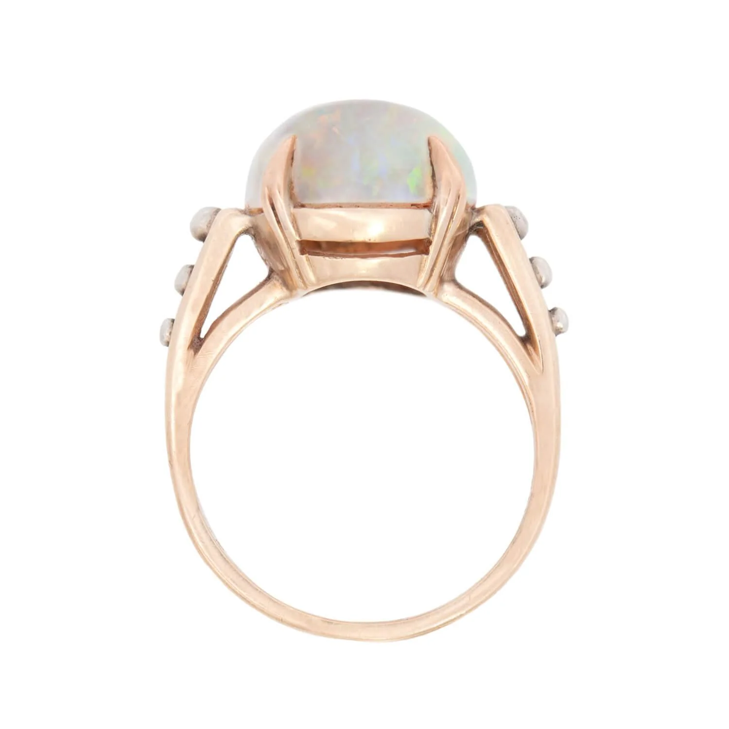 F & F FELGER Inc. Art Nouveau 14k Mixed Metal Opal Ring - Image 4