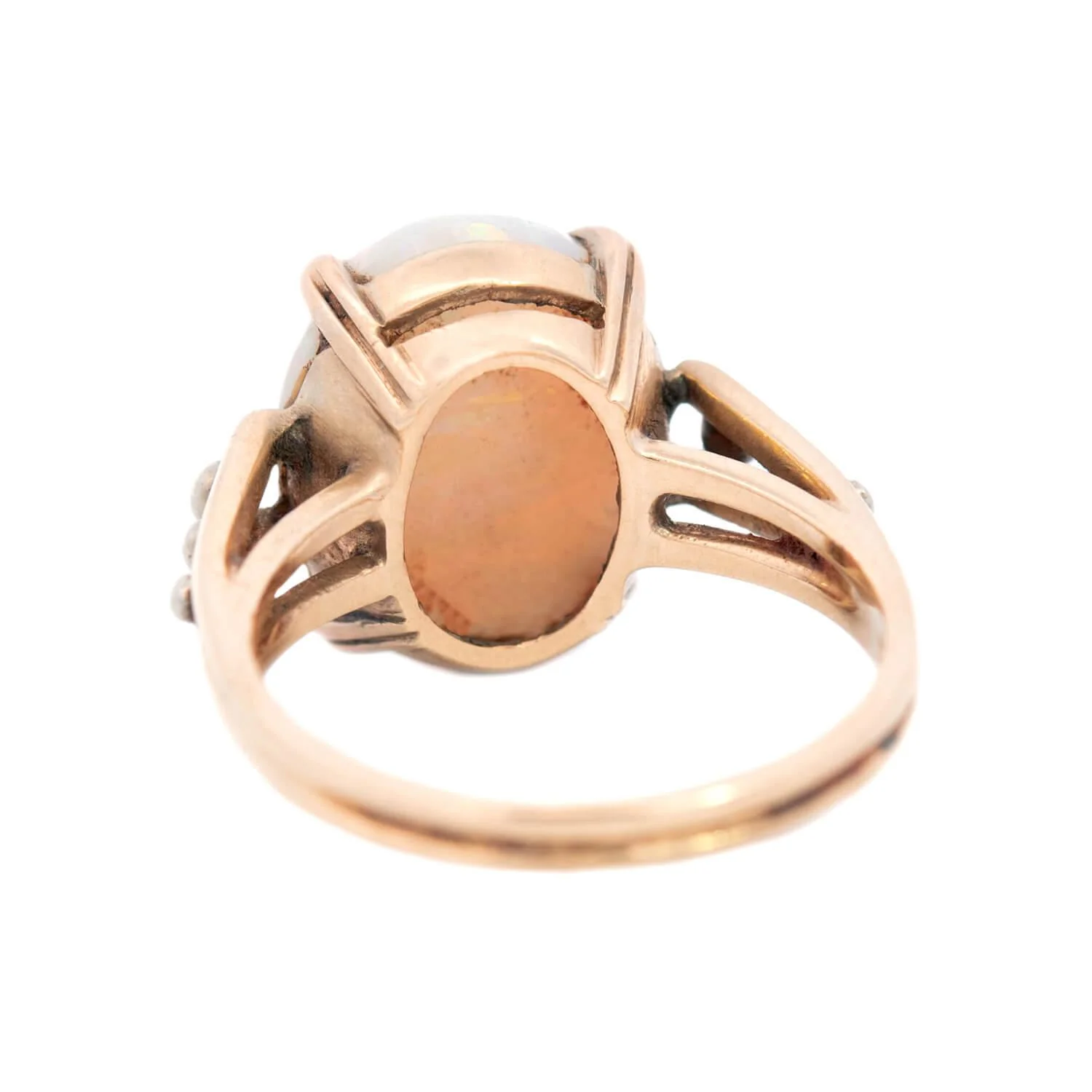 F & F FELGER Inc. Art Nouveau 14k Mixed Metal Opal Ring - Image 5