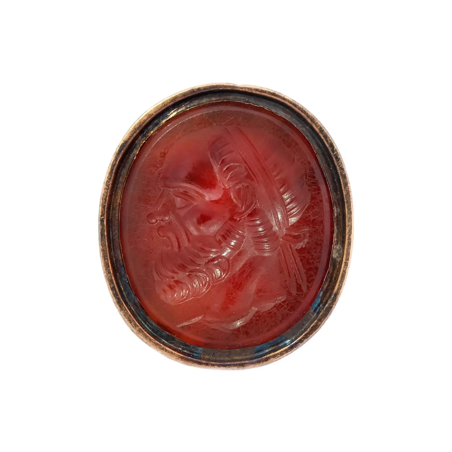 Georgian 14k Agate, Diamond, Ruby, and Emerald Carved Bust Seal Pendant - Image 5
