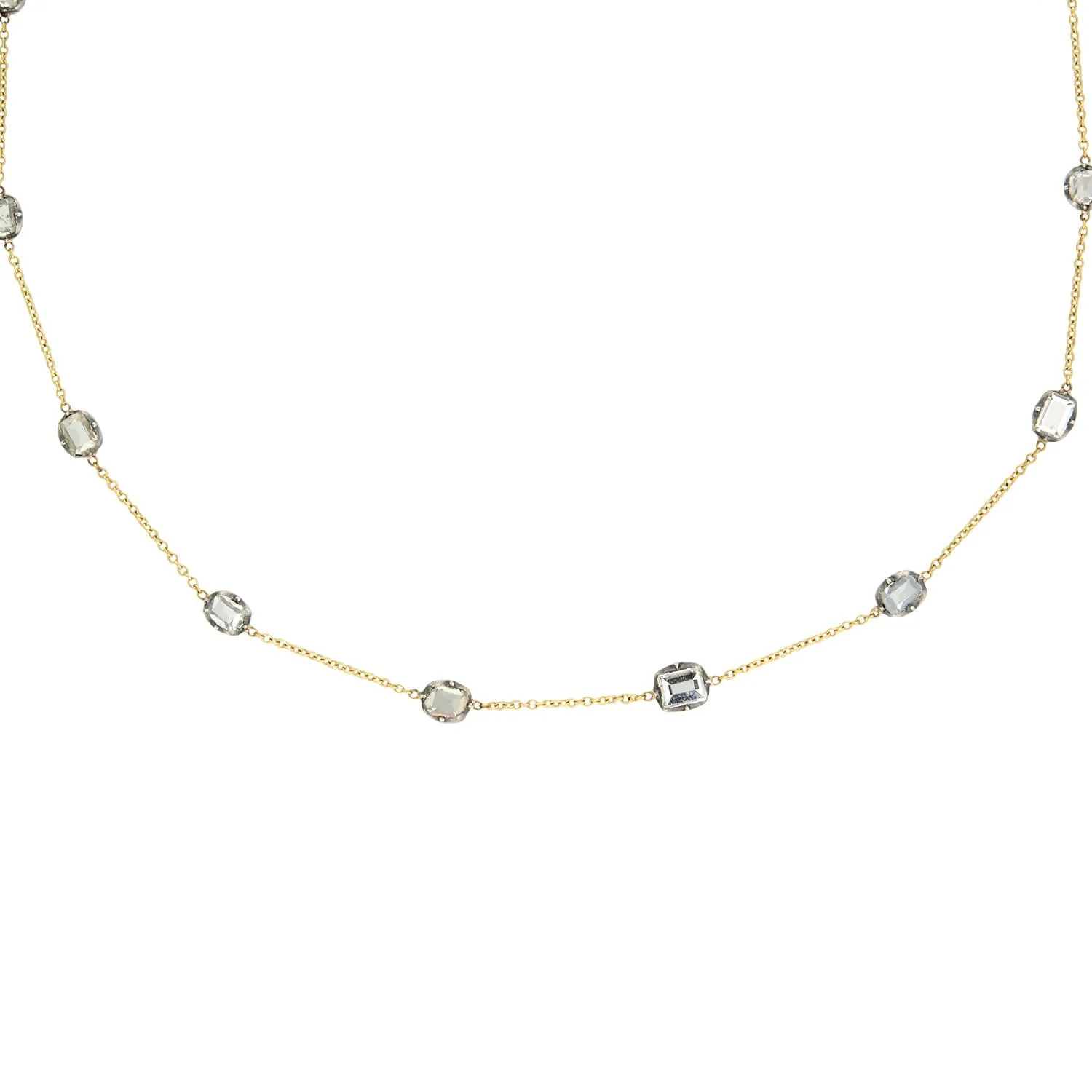 Georgian 14k/Sterling Silver Conversion Table Cut "Diamond by the Yard" Necklace 3+ctw - Image 2