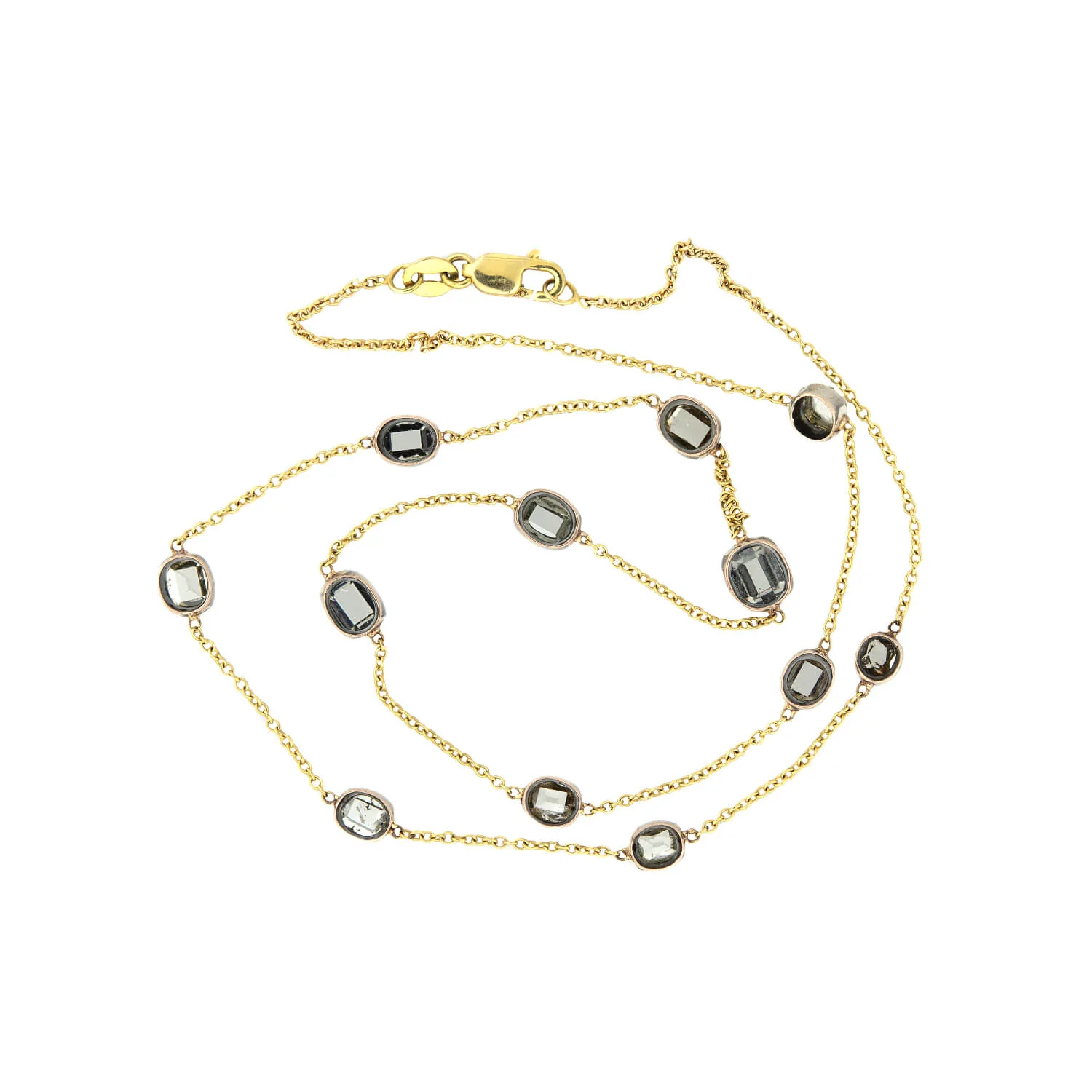 Georgian 14k/Sterling Silver Conversion Table Cut "Diamond by the Yard" Necklace 3+ctw - Image 4