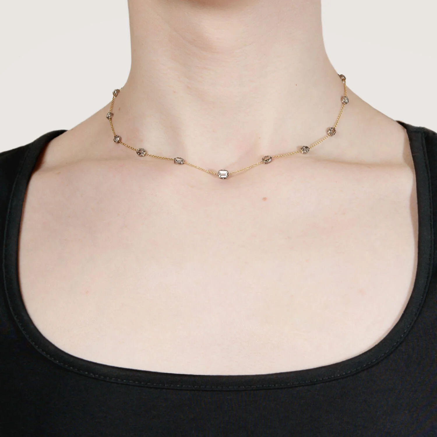 Georgian 14k/Sterling Silver Conversion Table Cut "Diamond by the Yard" Necklace 3+ctw - Image 6