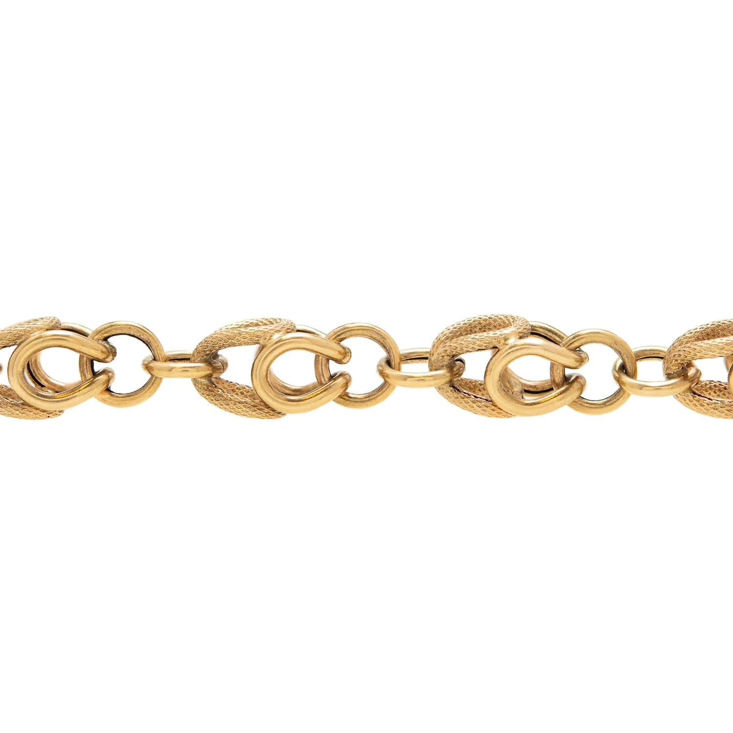 Georgian 15k Fancy Textured Link Chain Bracelet - Image 3