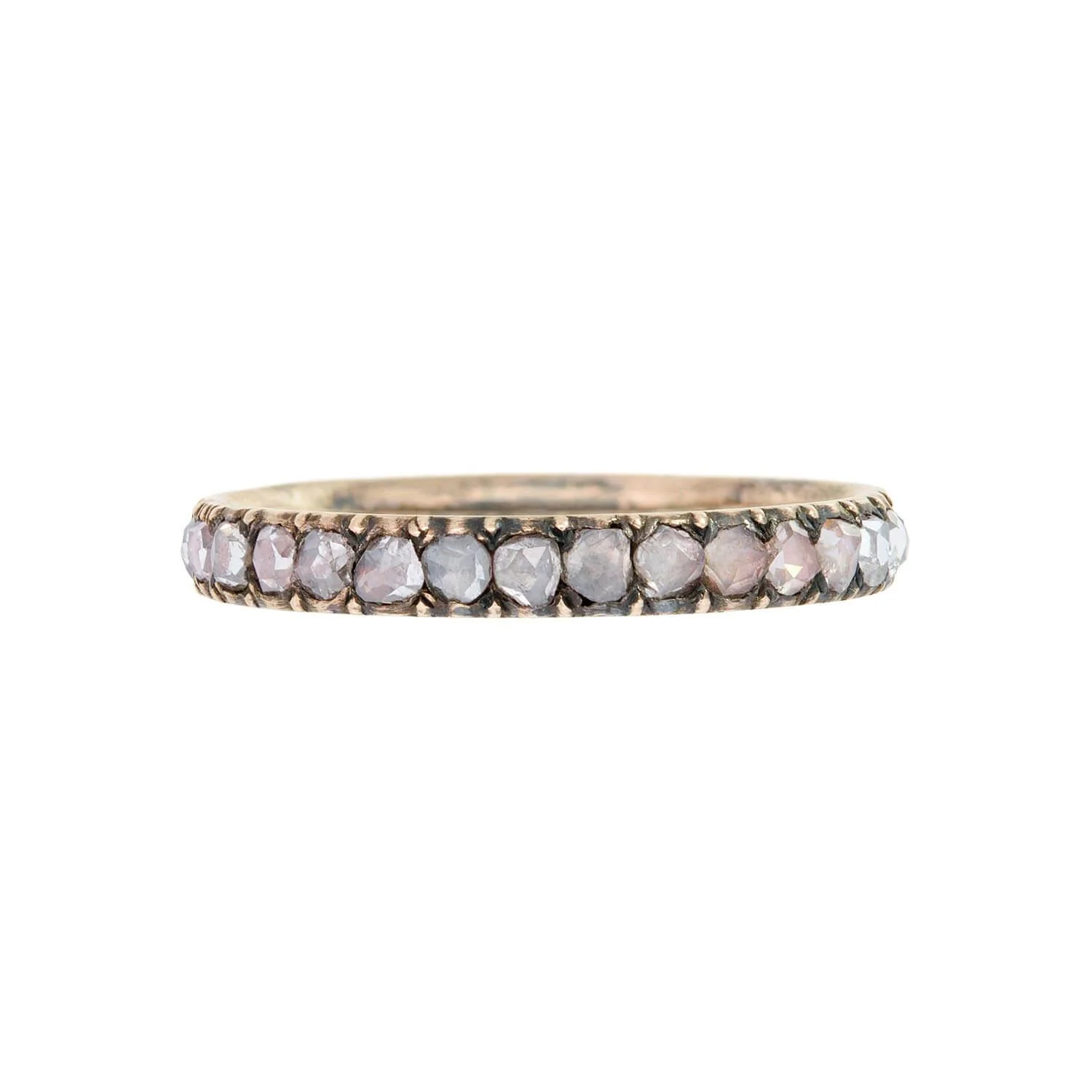Georgian 15k/Sterling Silver Rose Cut Diamond Eternity Band - Image 2