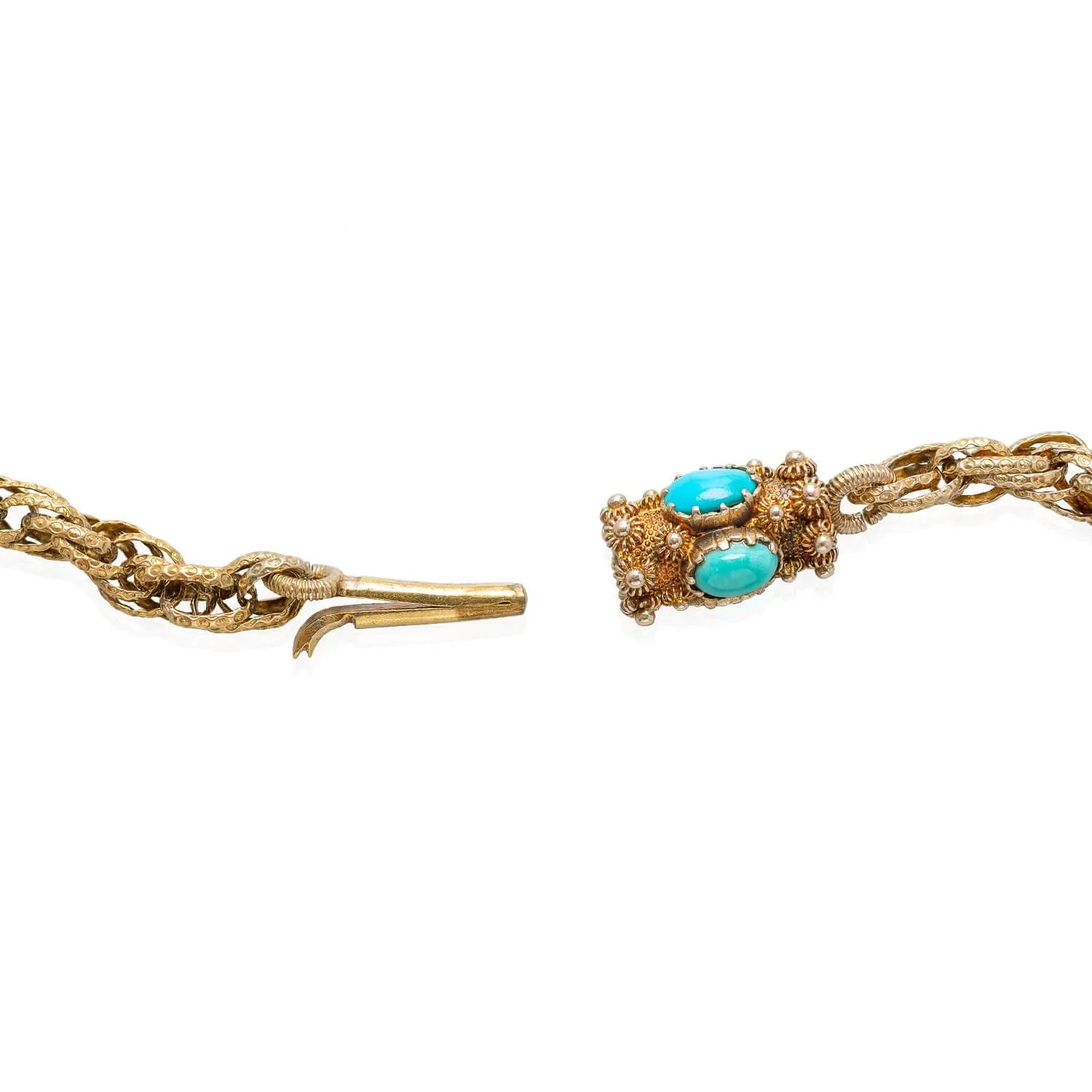 Georgian 15kt Twisted Rope Chain with Etruscan Turquoise Clasp - Image 5