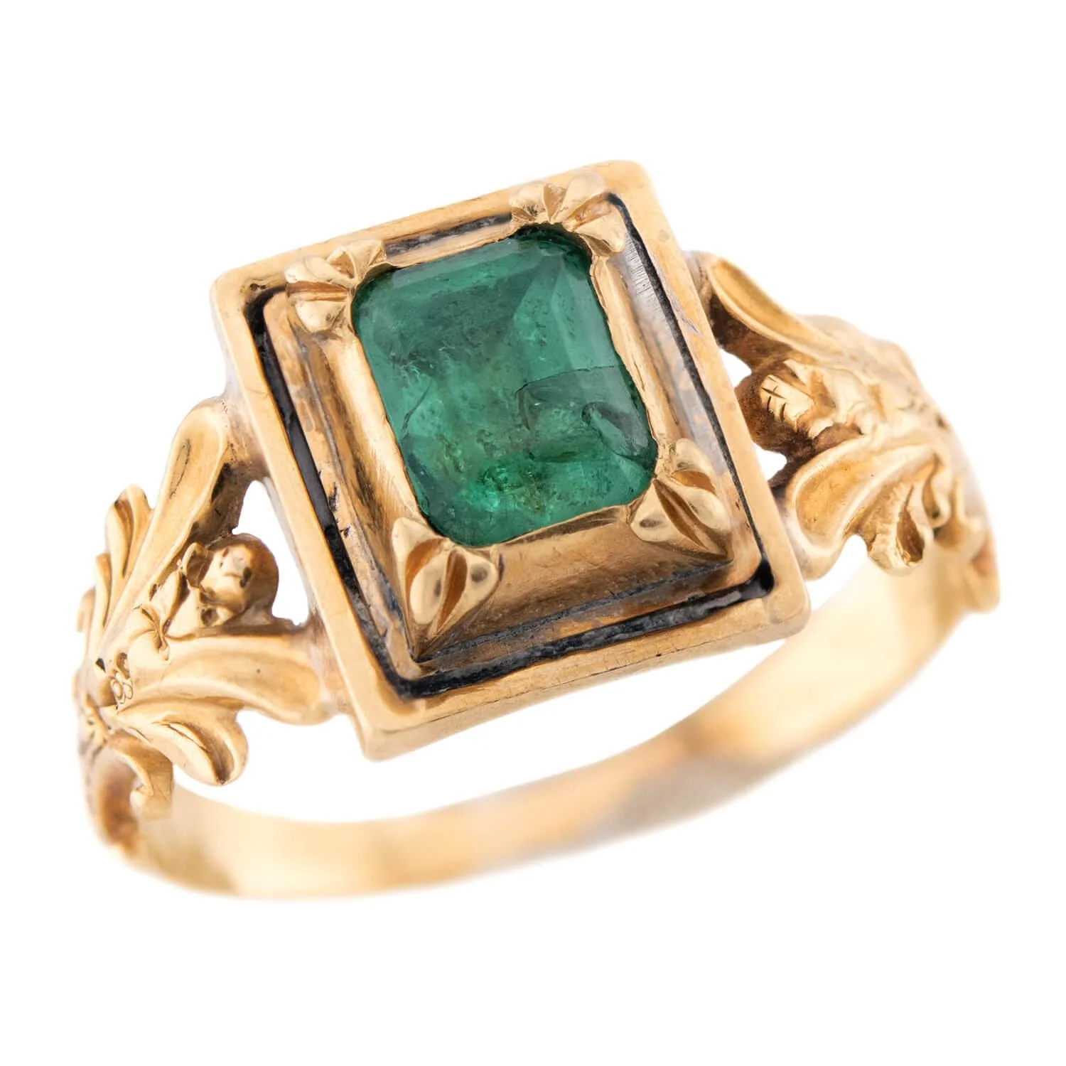 Georgian 18k Columbian 1.50ct Emerald Ring