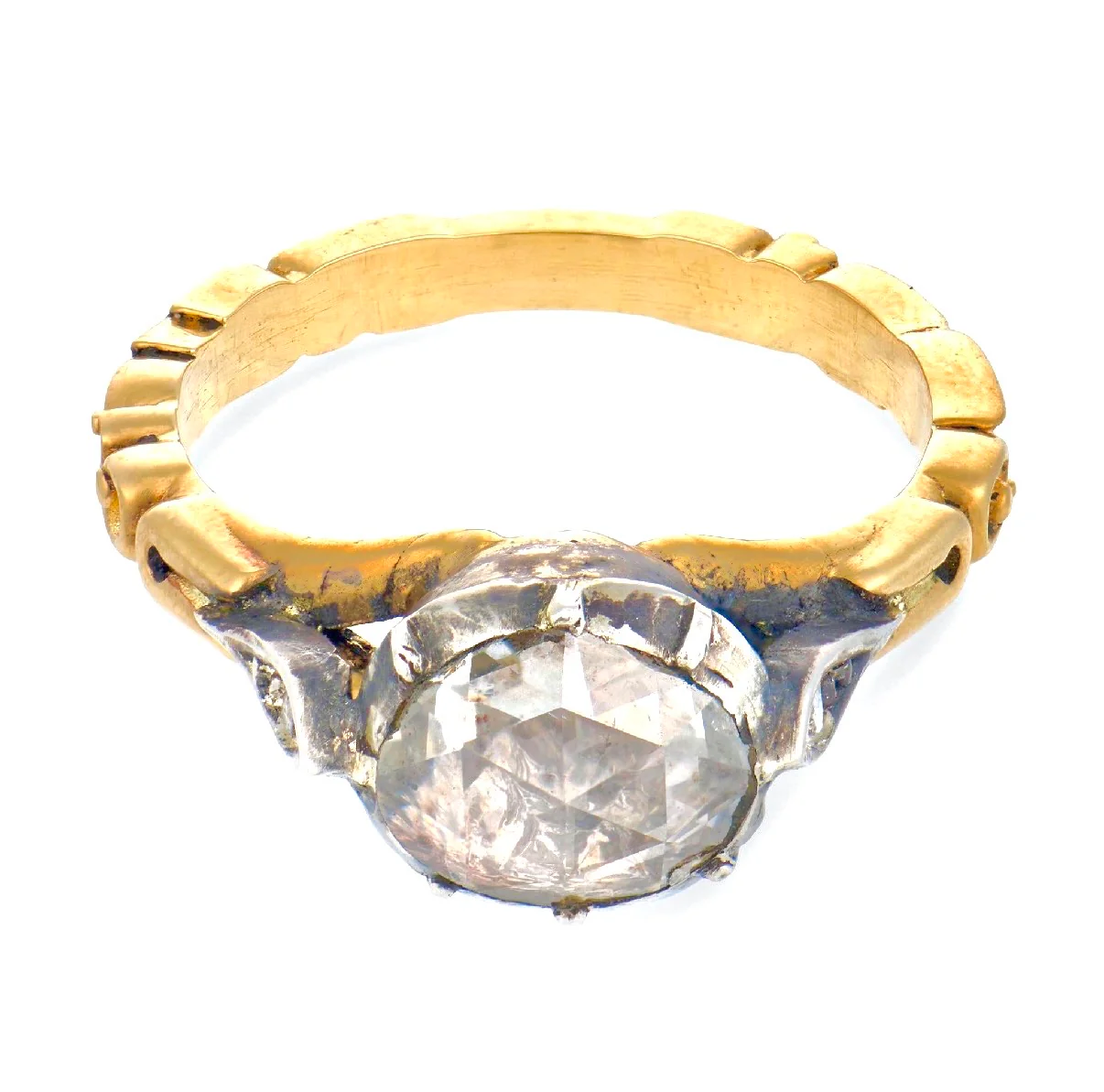 Georgian 18k/Sterling Silver Diamond Engagement Ring .85ct - Image 2