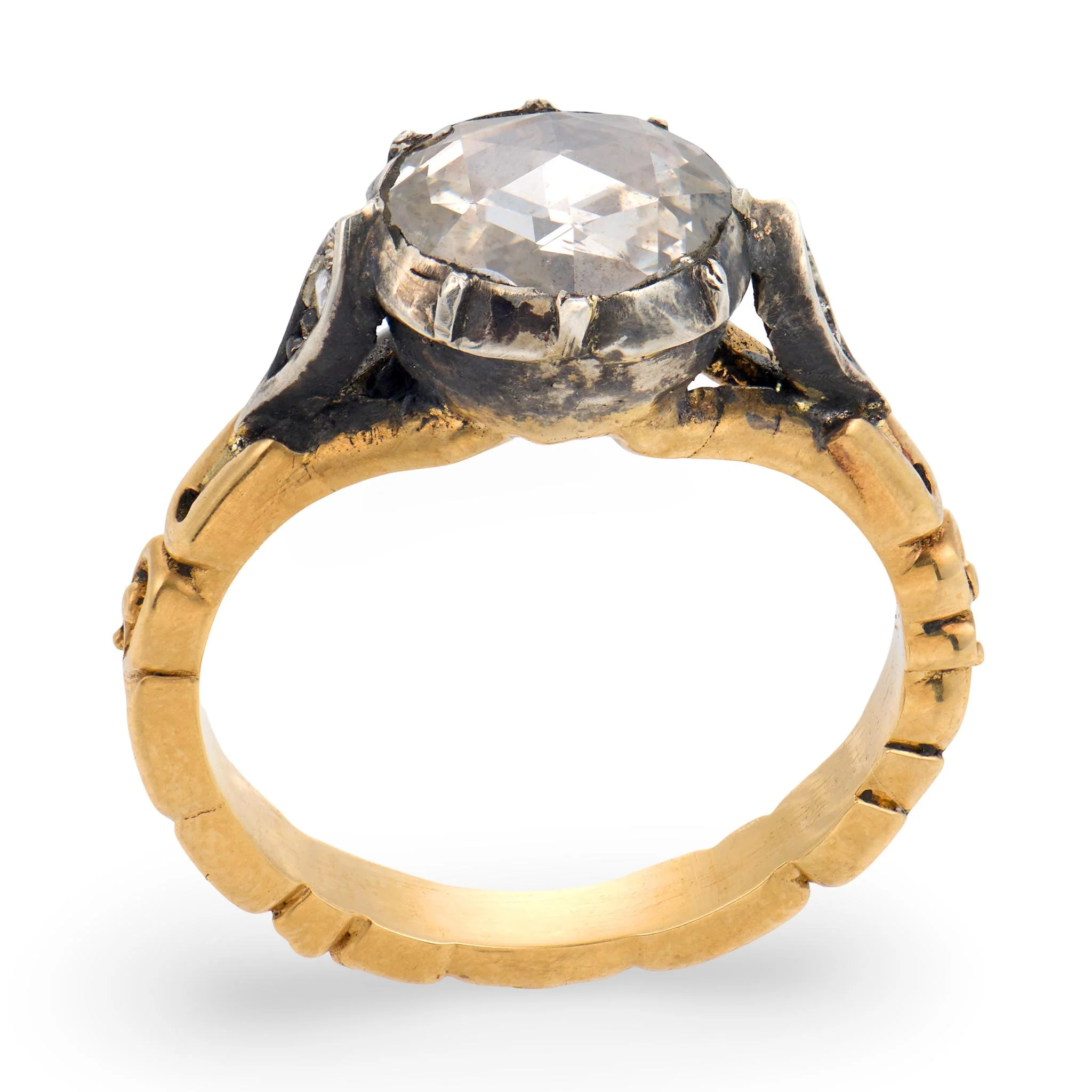 Georgian 18k/Sterling Silver Diamond Engagement Ring .85ct - Image 4