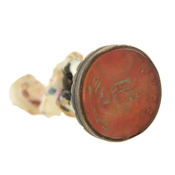 Georgian Chelsea Porcelain & Sterling Colonial Drummer Fob/Pendant - Image 5