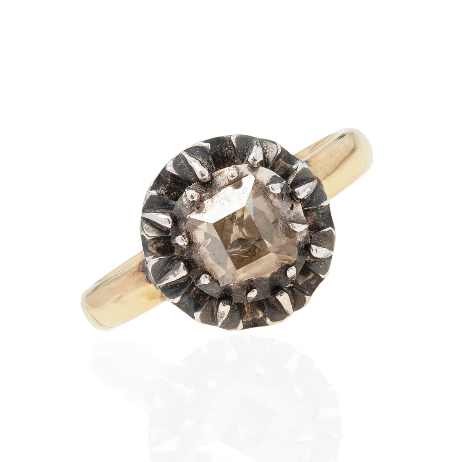 Georgian Conversion 18kt/Sterling Table Cut Diamond Ring 0.65ctw - Image 4