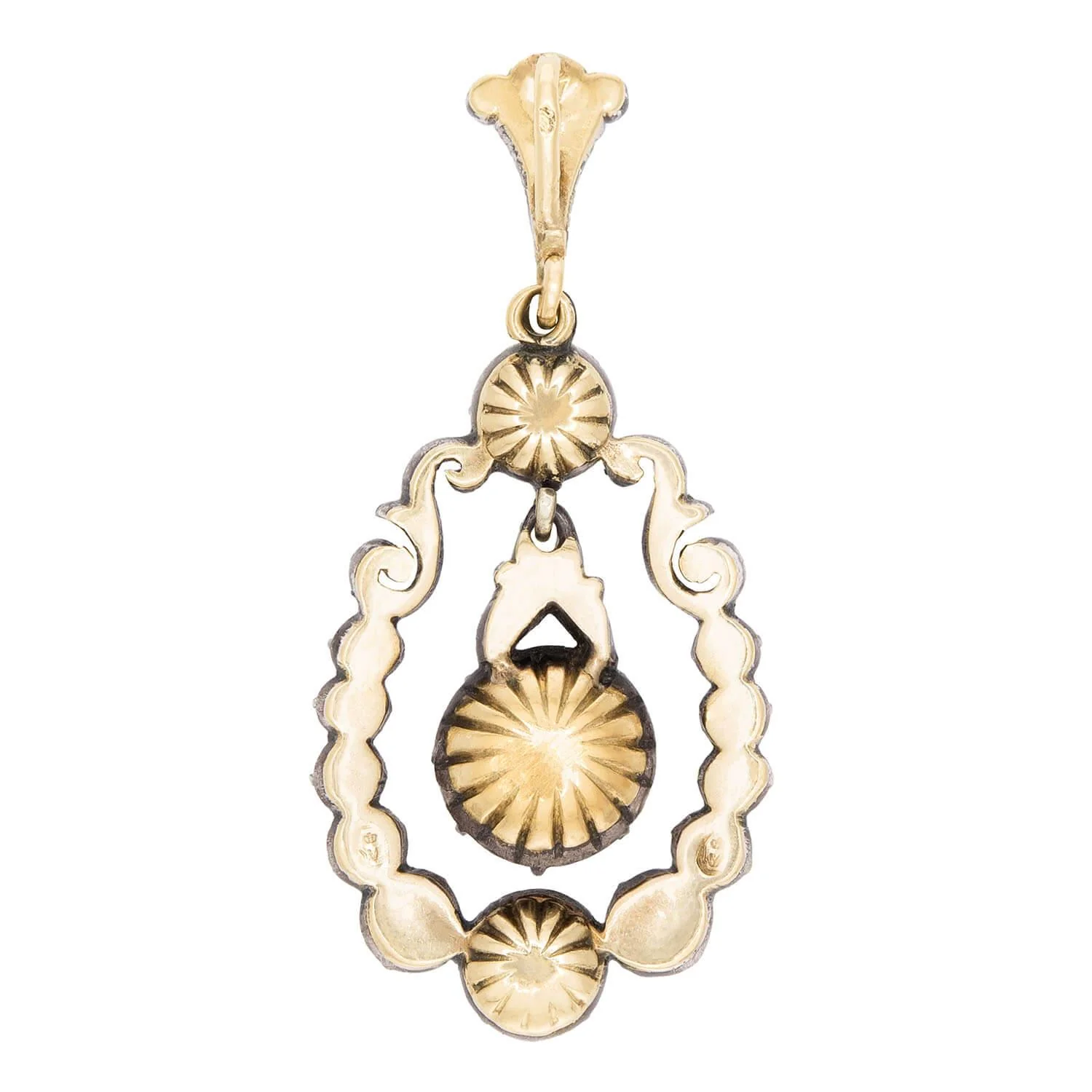 Georgian French 14k/Sterling Silver Diamond Pendant - Image 3
