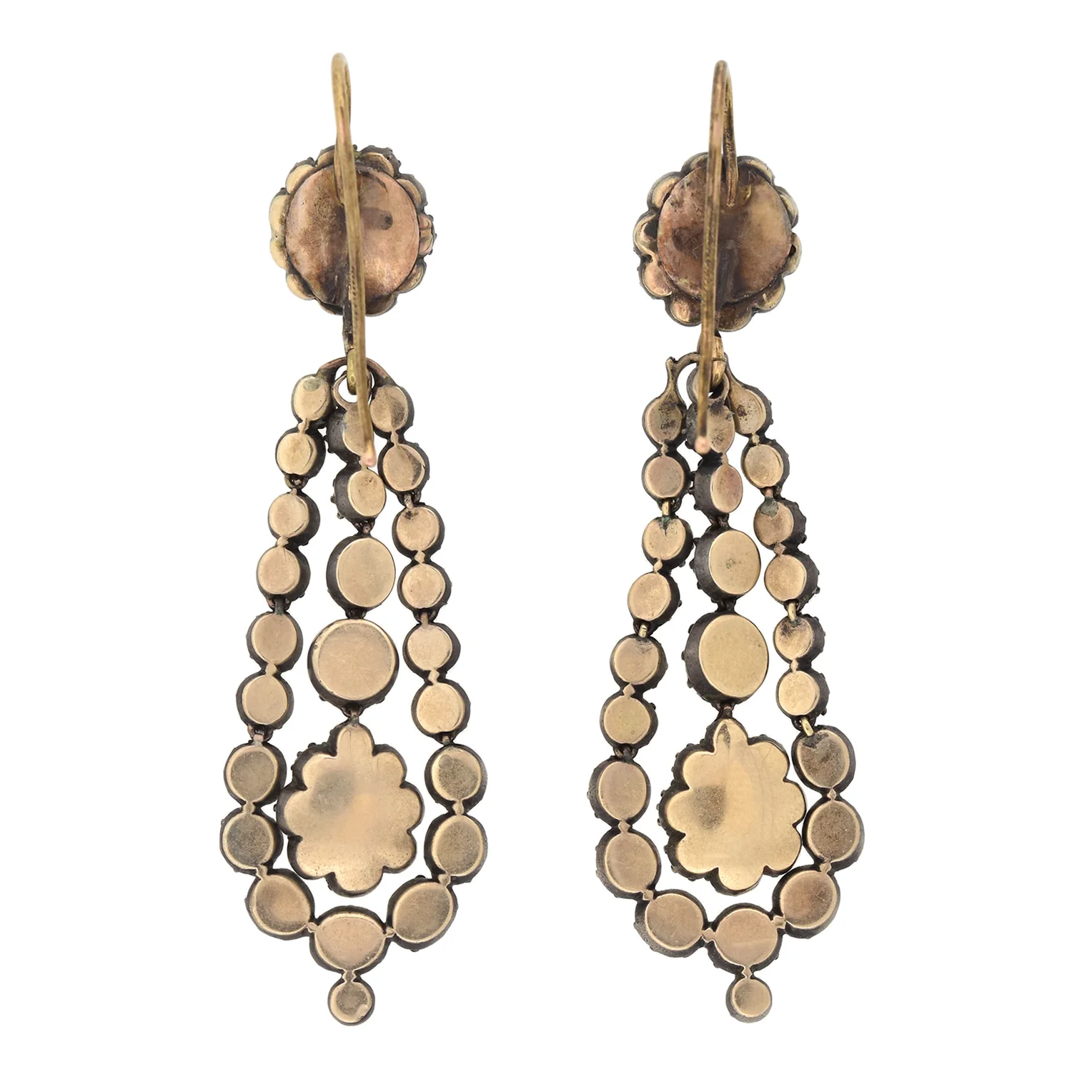 Georgian Important Sterling/18kt Rose Cut Diamond Teardrop Earrings - Image 6