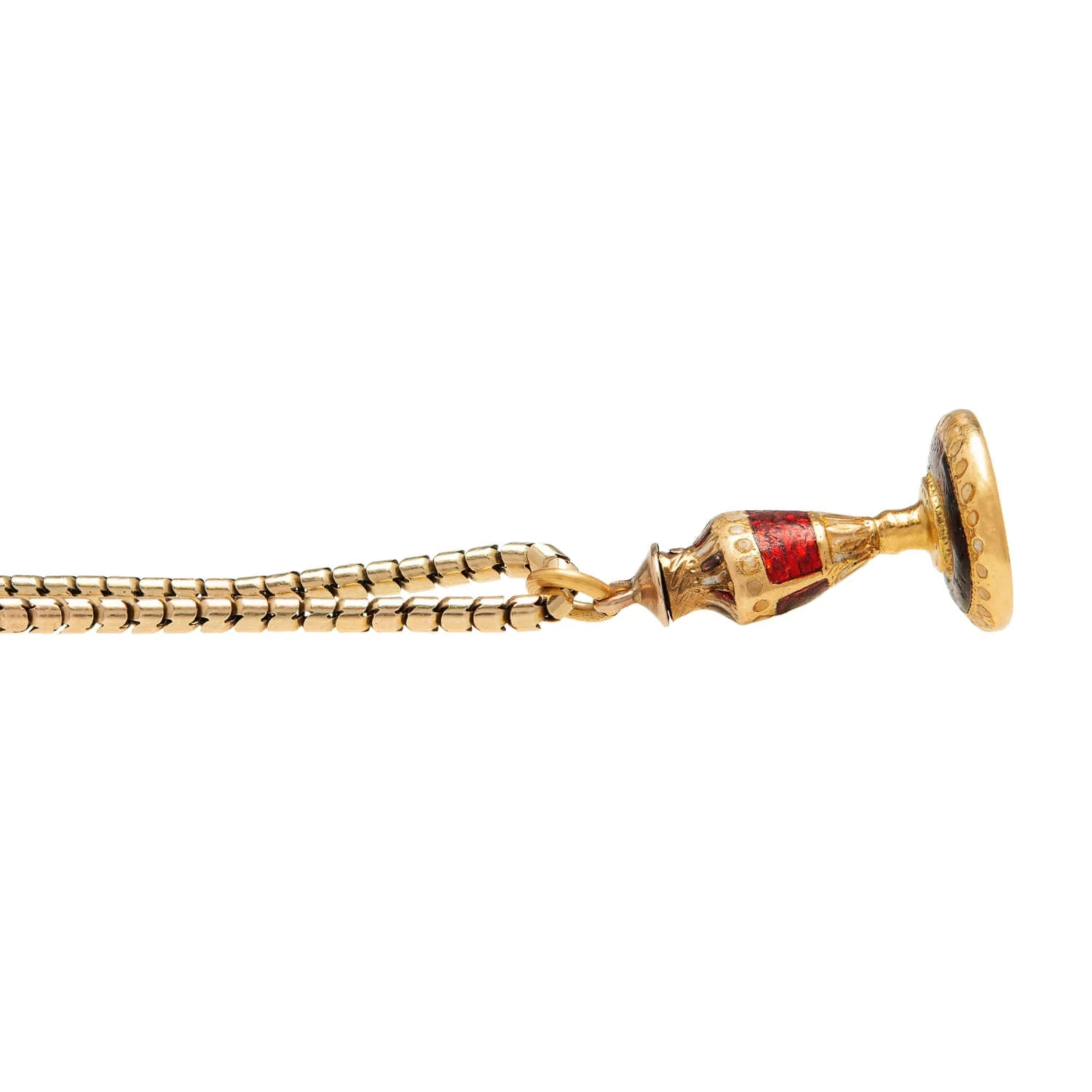 Georgian Petite 18k Quartz Urn Fob/Charm with Victorian 9k Snake Chain - Image 3