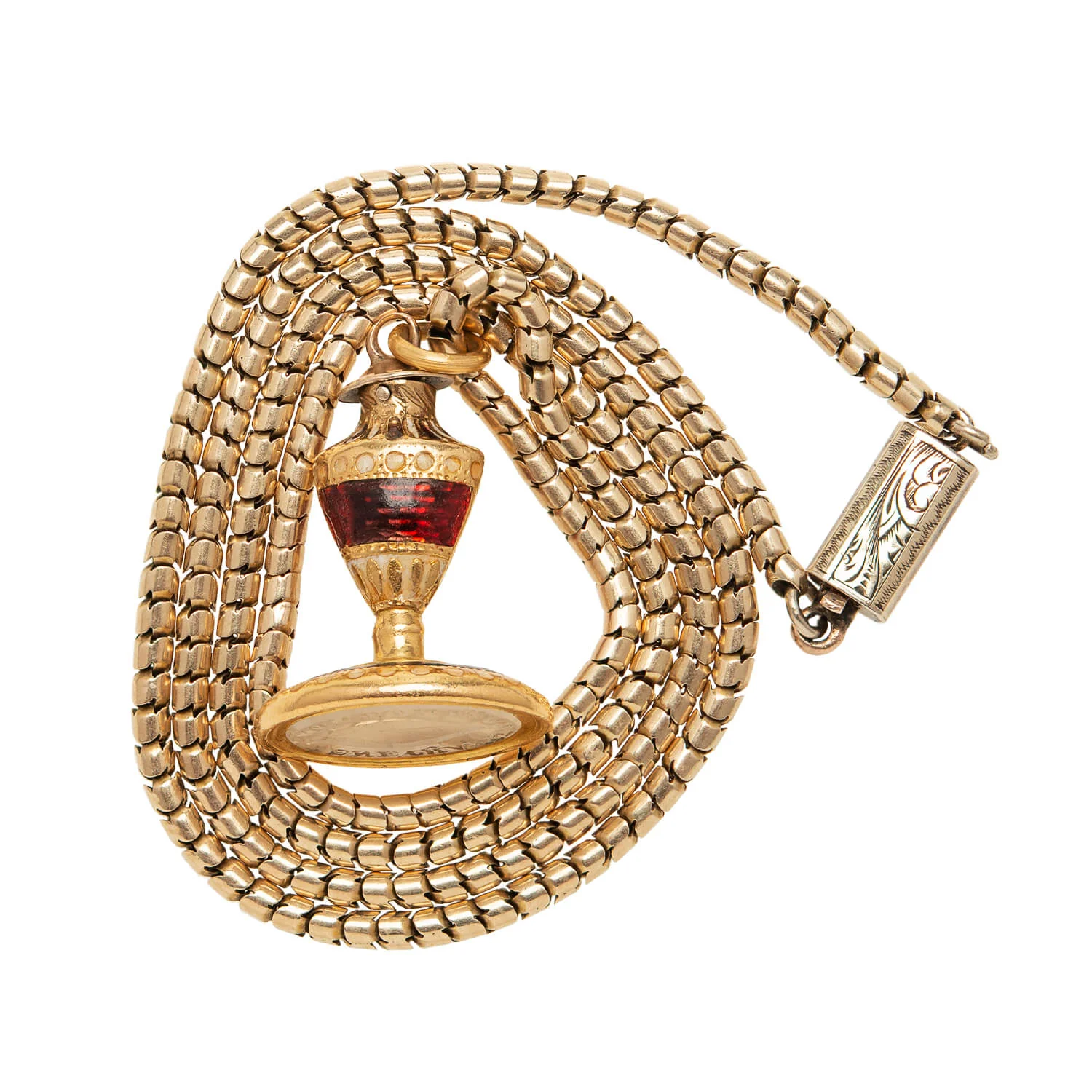 Georgian Petite 18k Quartz Urn Fob/Charm with Victorian 9k Snake Chain - Image 4