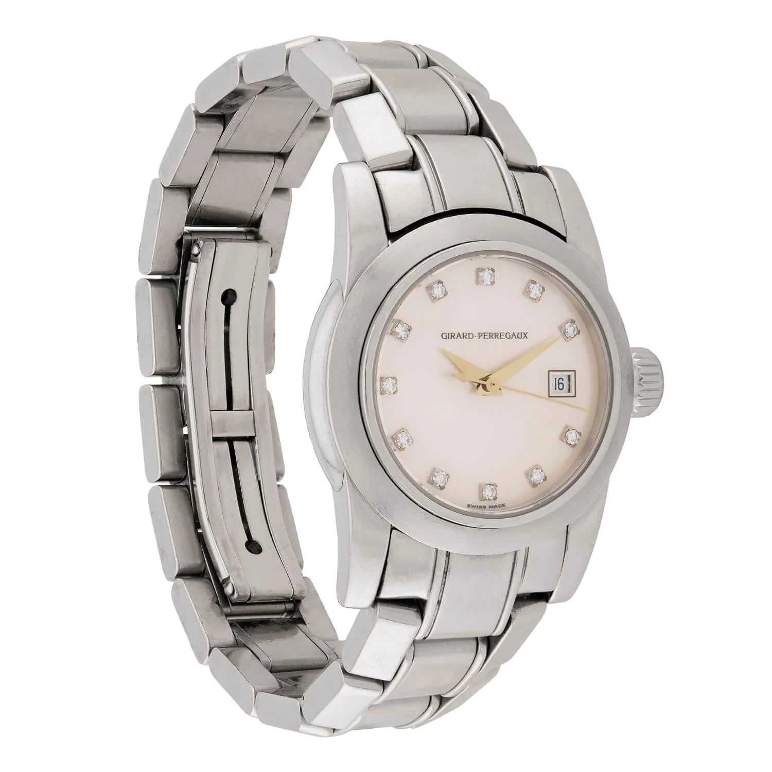GIRARD-PERREGAUX Estate Stainless Steel Diamond Women's Wristwatch - Image 2