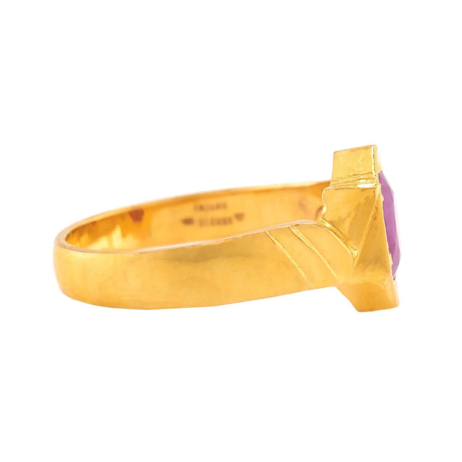 GRT JEWELS Estate Indian 22k Ruby Ring - Image 3