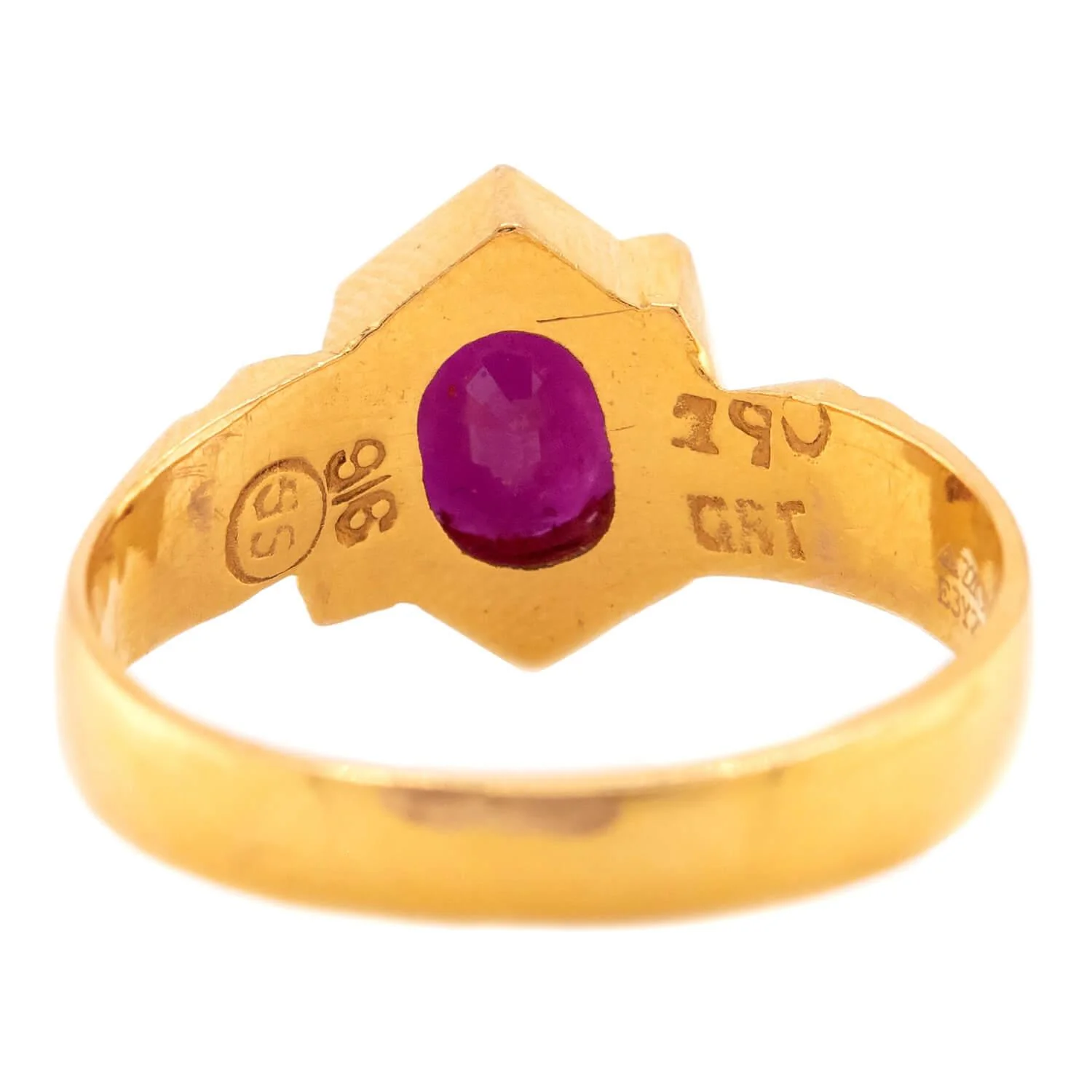 GRT JEWELS Estate Indian 22k Ruby Ring - Image 5