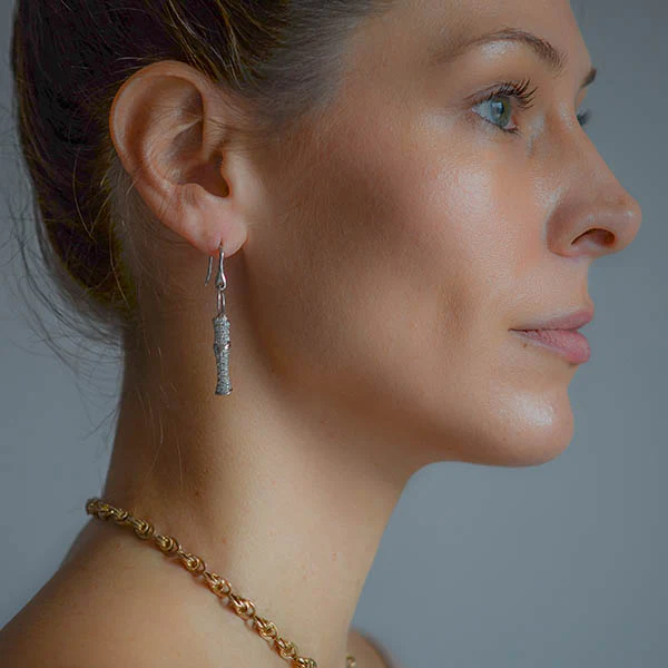 GUCCI Estate 18kt Pavé Diamond Bamboo Motif Earrings - Image 8