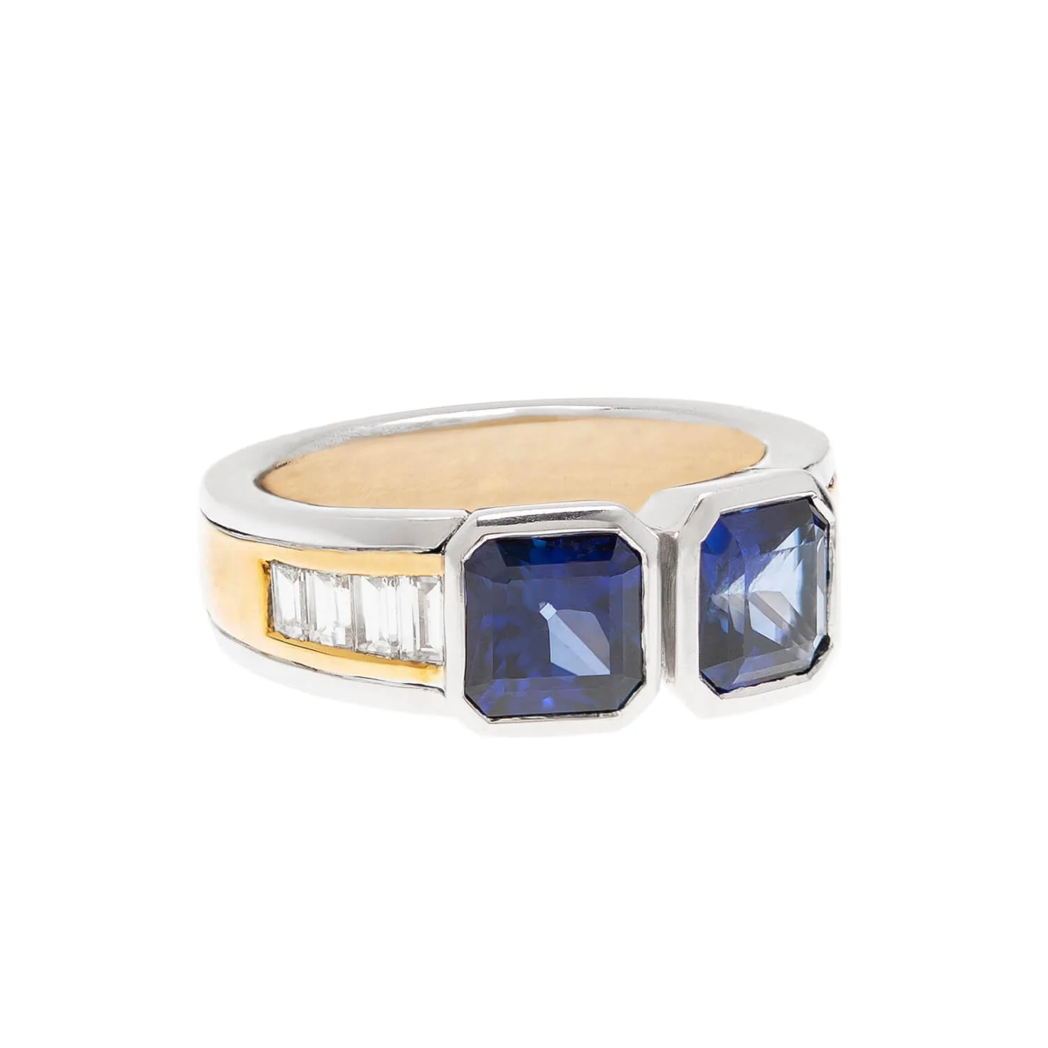 HANS D. KRIEGER Estate 18k Sapphire + Diamond Ring - Image 2