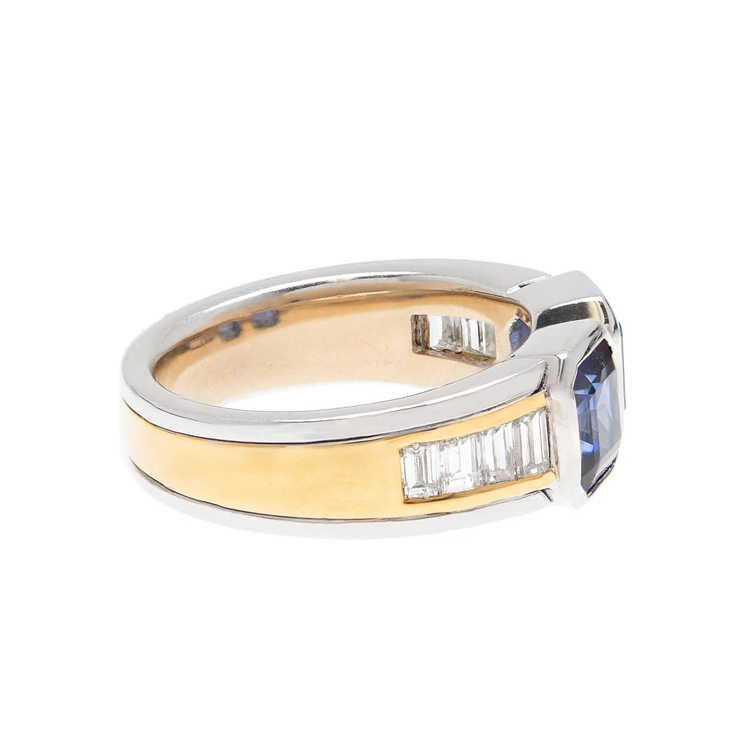 HANS D. KRIEGER Estate 18k Sapphire + Diamond Ring - Image 3