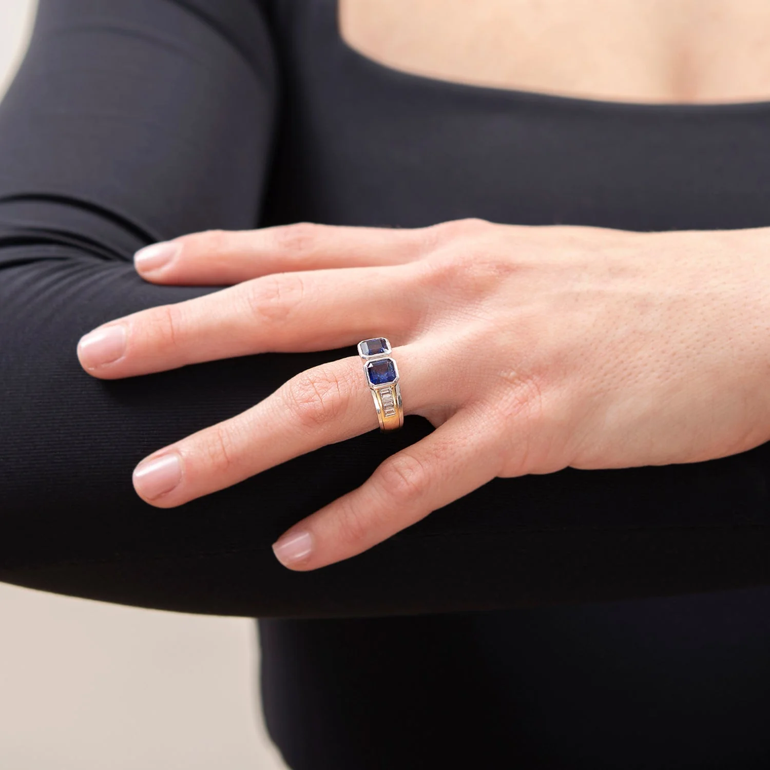 HANS D. KRIEGER Estate 18k Sapphire + Diamond Ring - Image 7