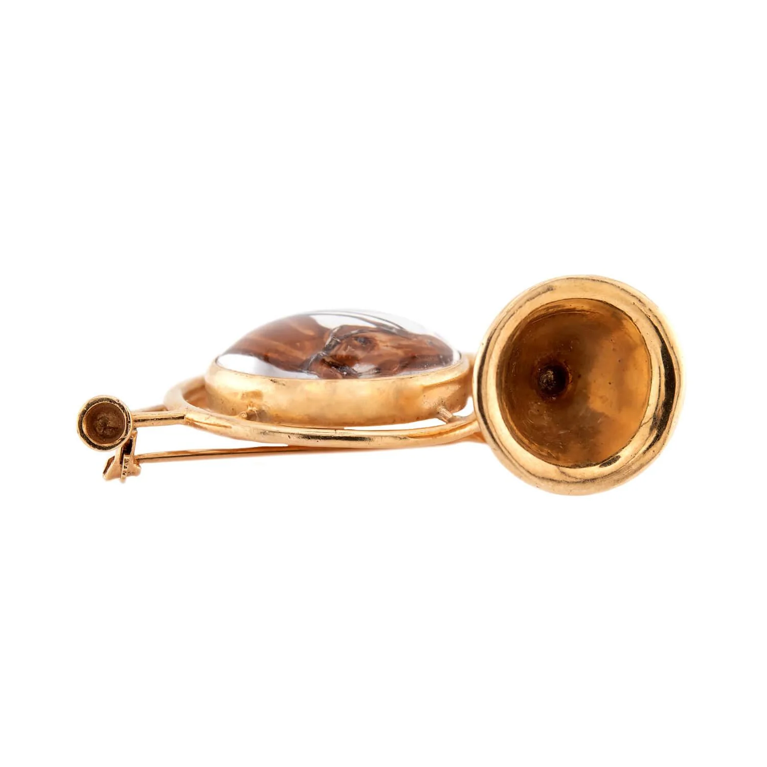 HENRY BLANK & CO Art Deco 14k Essex Crystal Trumpet Pin/Pendant - Image 3