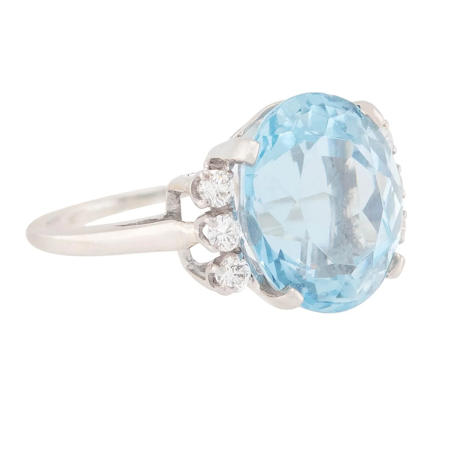 J.E. CALDWELL Vintage 14k Aqua and Diamond Ring 10ct - Image 2