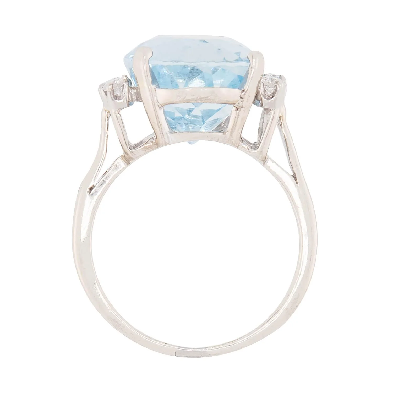 J.E. CALDWELL Vintage 14k Aqua and Diamond Ring 10ct - Image 4