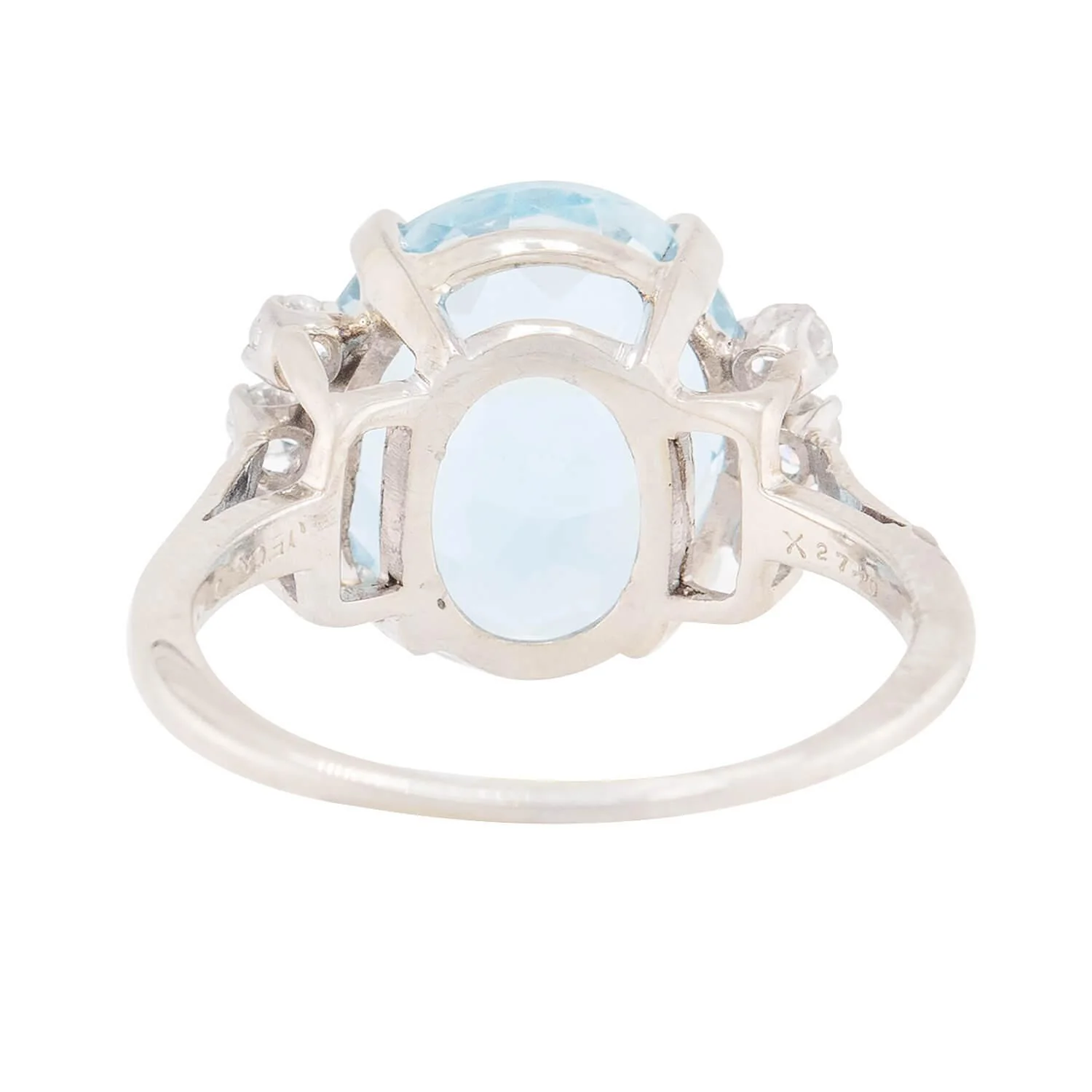 J.E. CALDWELL Vintage 14k Aqua and Diamond Ring 10ct - Image 5