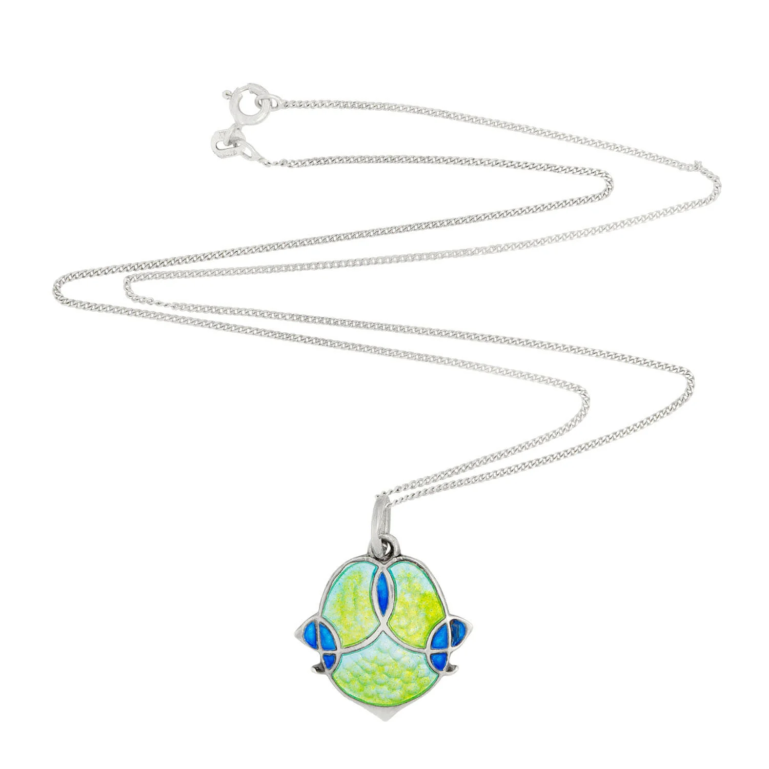 JAMES FENTON Arts and Crafts Sterling Silver Enamel Pendant Necklace - Image 2