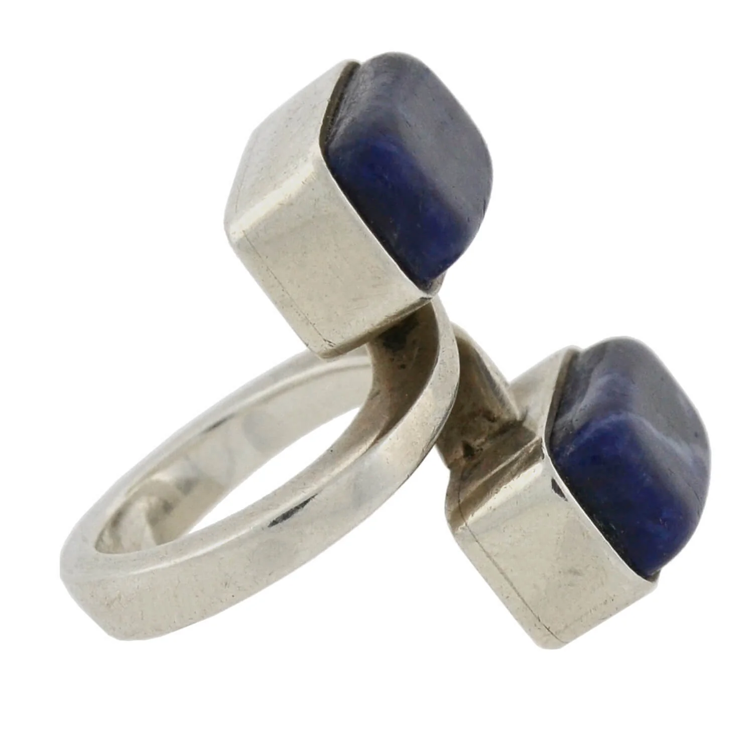 JENS HOUGAARD Vintage Sterling Lapis Lazuli Bypass Ring - Image 2