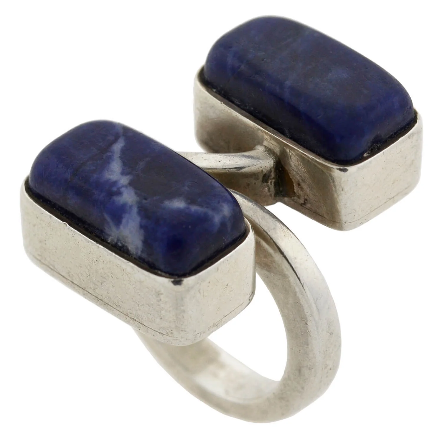 JENS HOUGAARD Vintage Sterling Lapis Lazuli Bypass Ring - Image 5