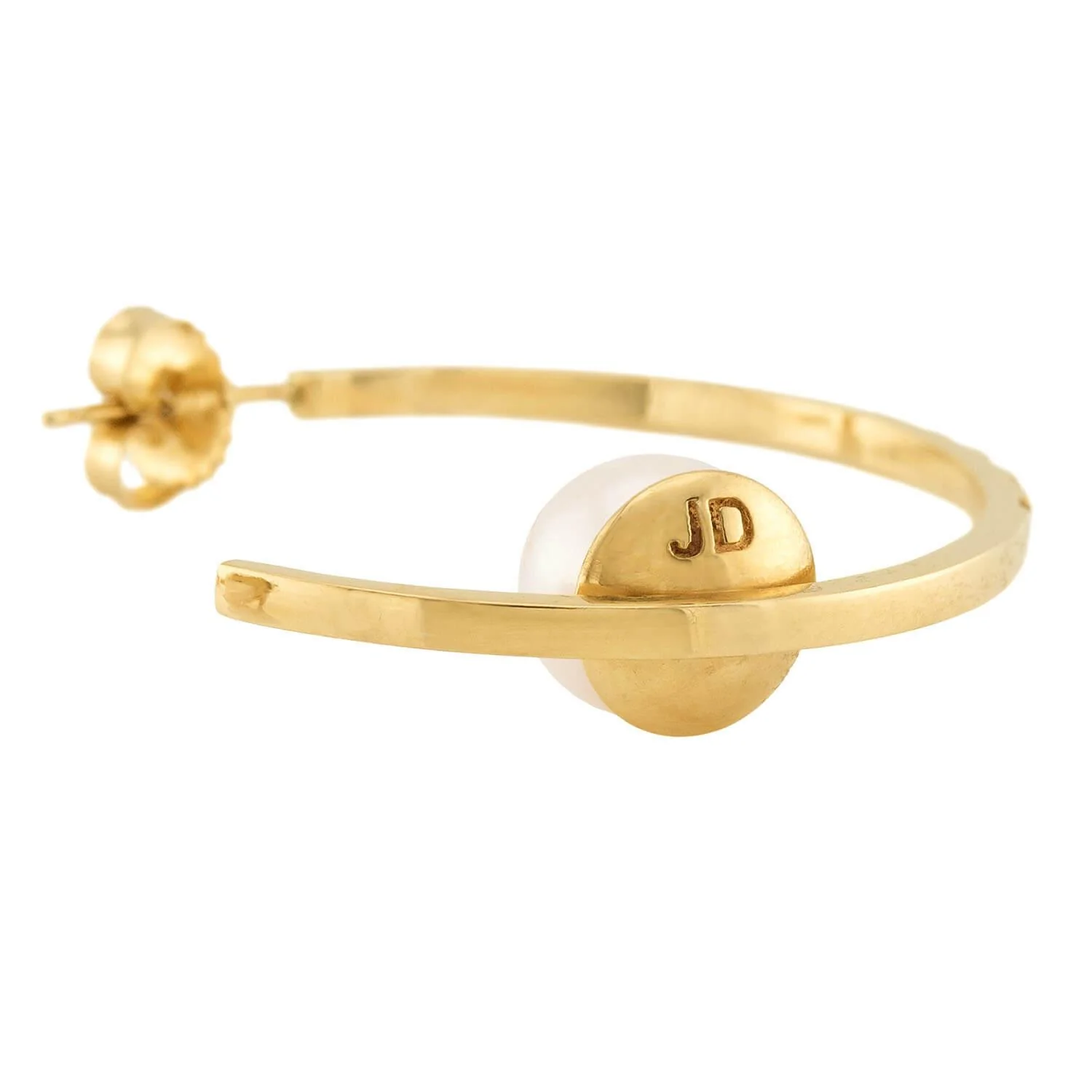 JOIE DIGIOVANNI Estate 14k Pearl & Diamond Hoop Earrings - Image 4