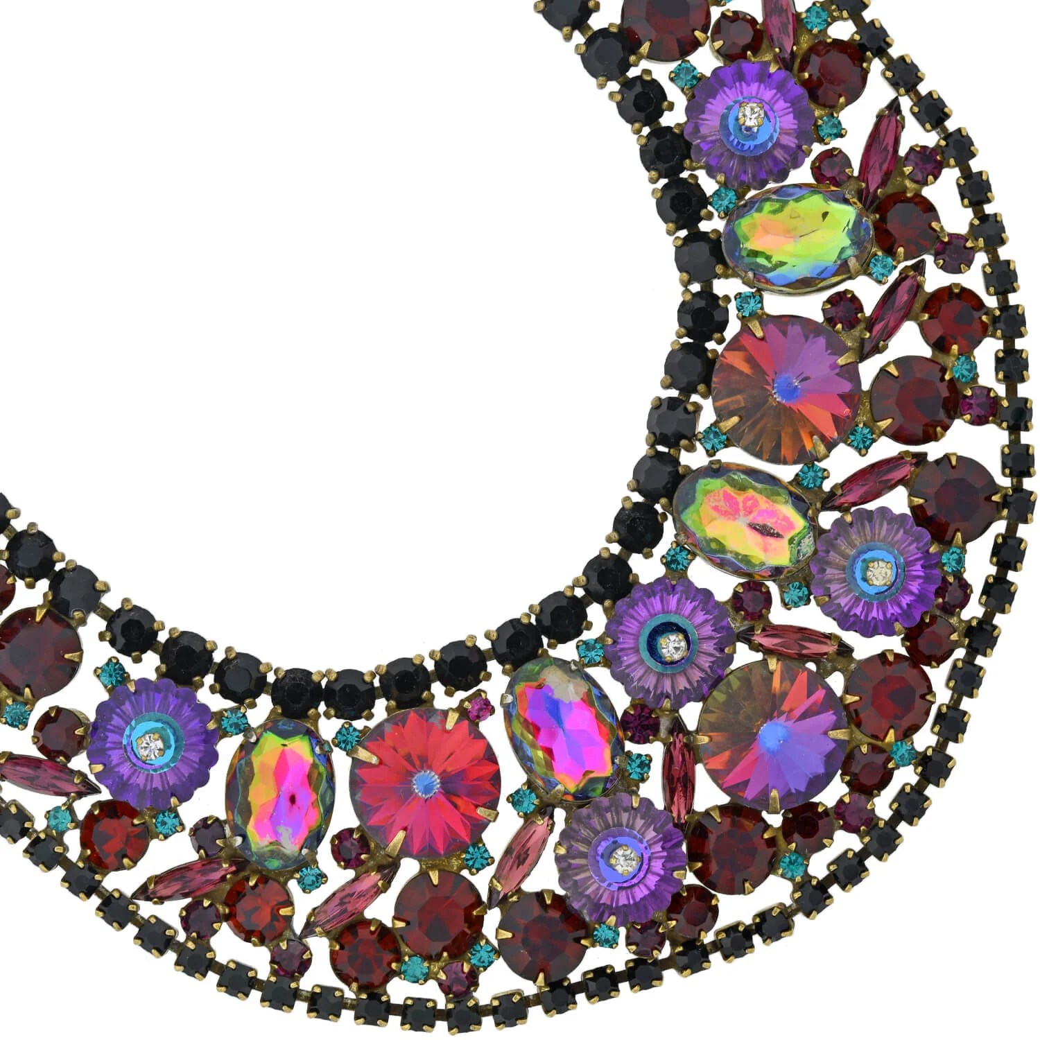 JULIANA  Vintage Large Multi-Crystal Bib Necklace - Image 2