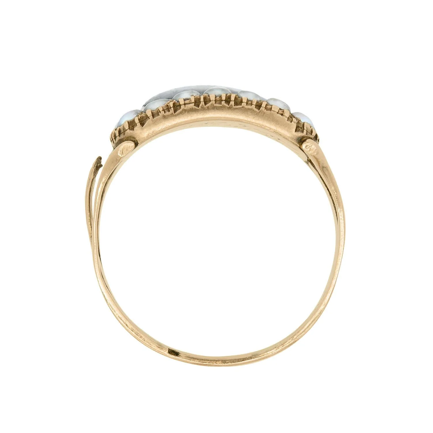 Late Georgian 14k Pearl Mourning Locket Ring - Image 5