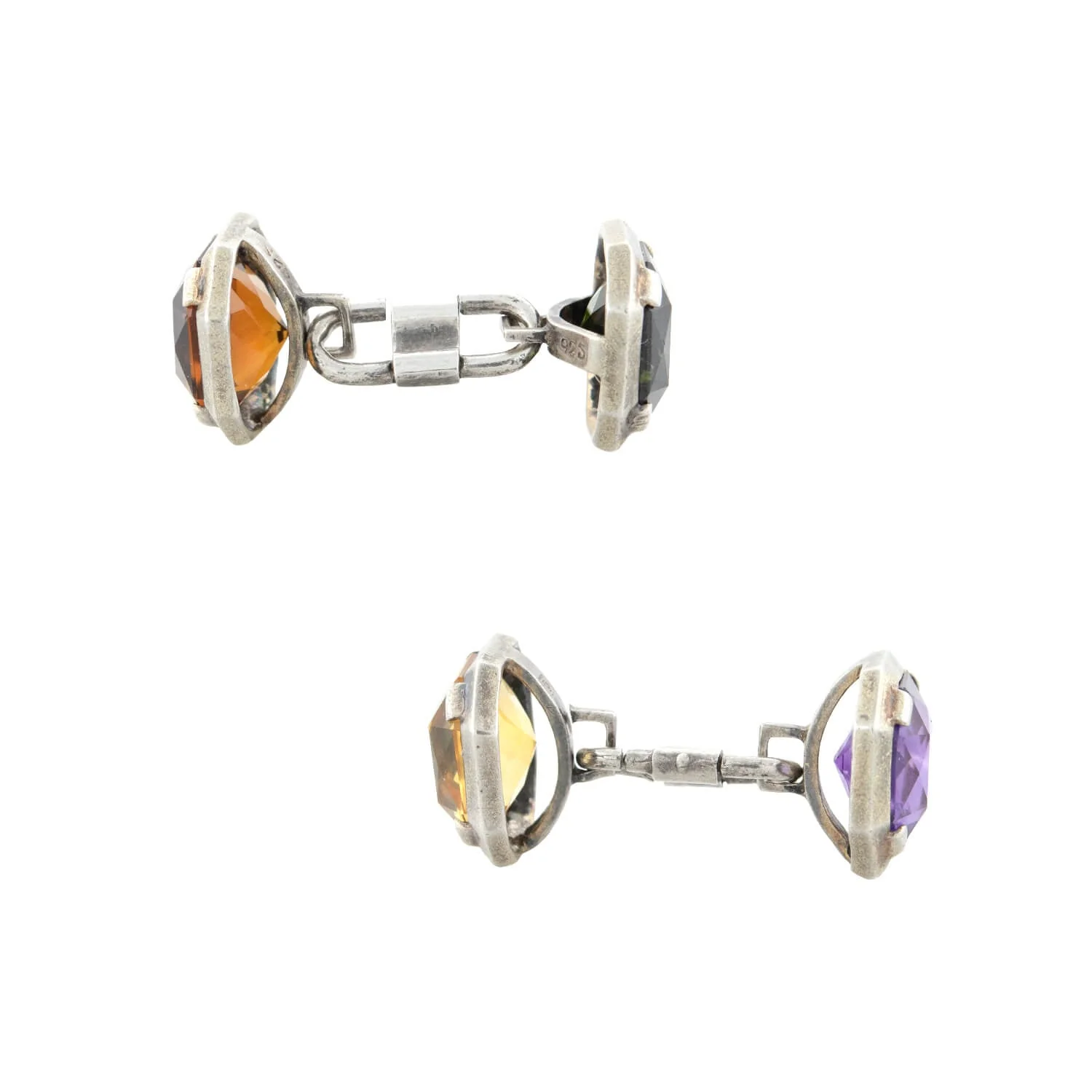 Late Victorian Sterling + Multi-Gemstone Cufflinks - Image 5
