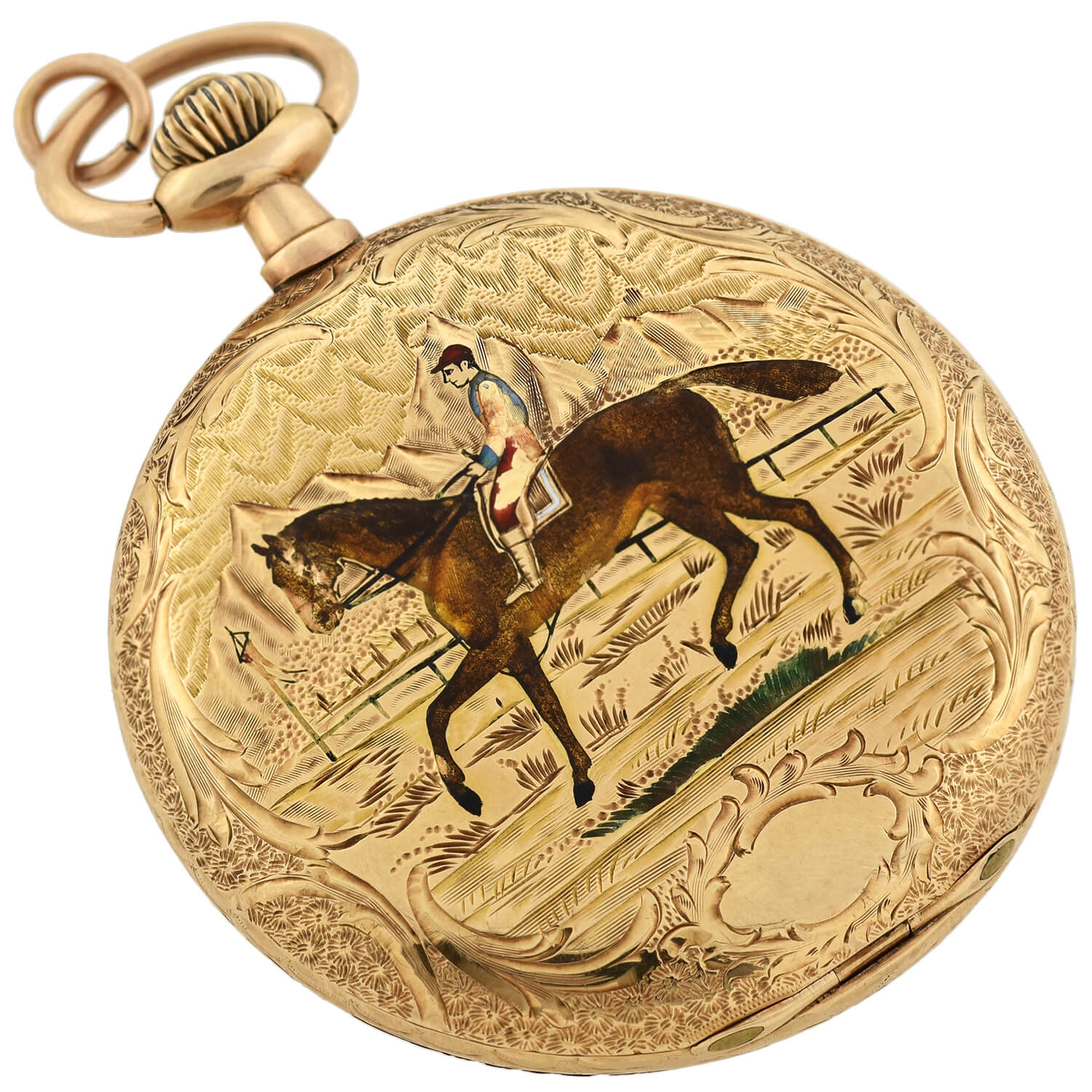 LOUIS AUDEMARS & CIE Rare Victorian 14kt Hunter Case Enamel Pocket Watch - Image 5