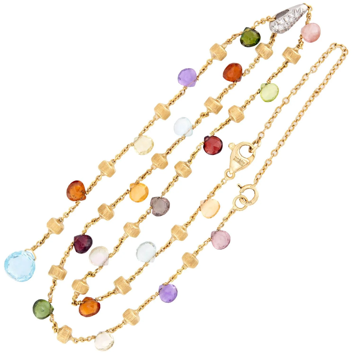 MARCO BICEGO Estate Italian 18k Multi-Stone Lariat Necklace - Image 2