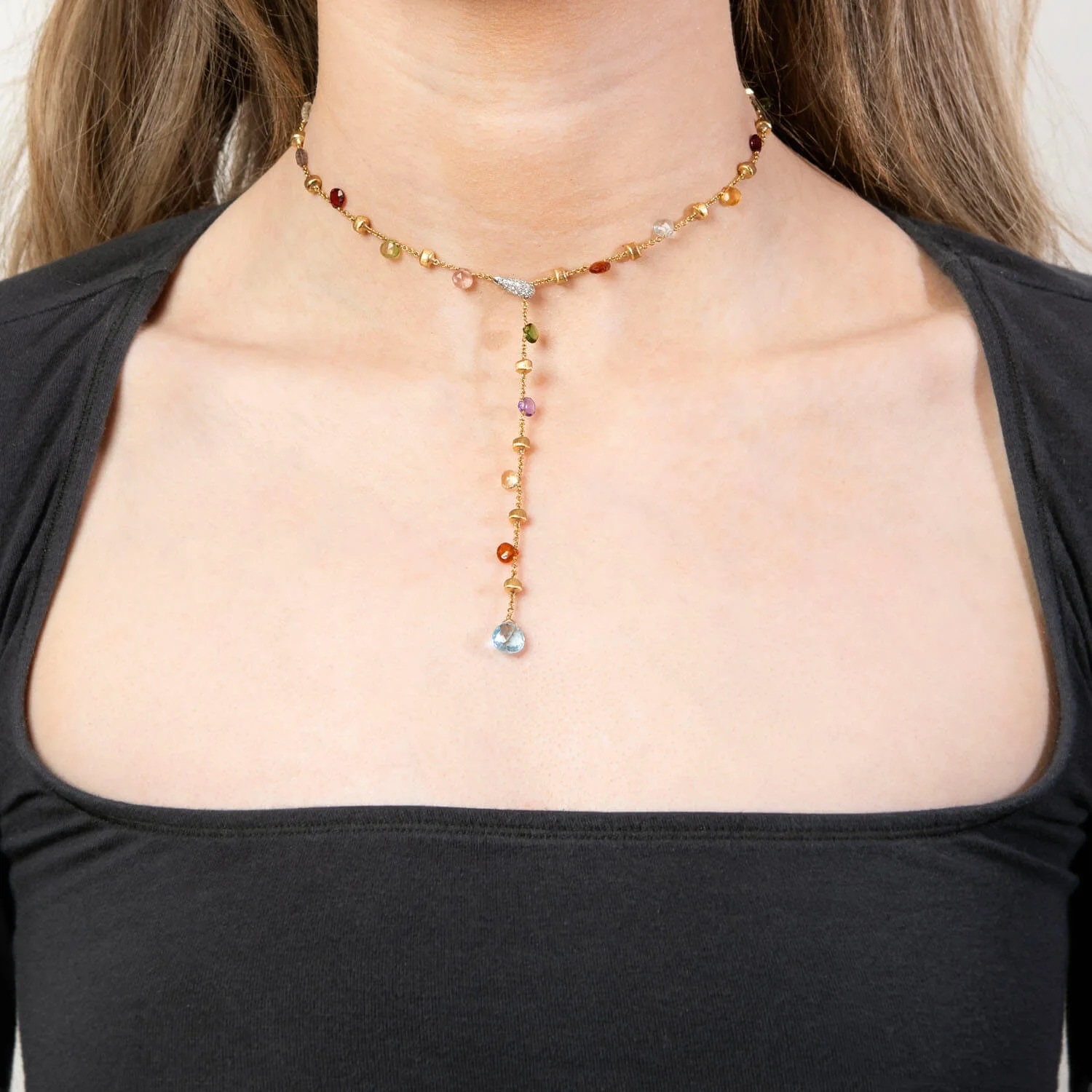 MARCO BICEGO Estate Italian 18k Multi-Stone Lariat Necklace - Image 5