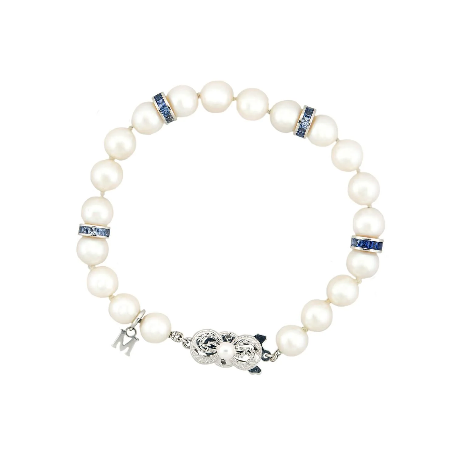 MIKIMOTO Estate 18k Pearl and Sapphire Bracelet