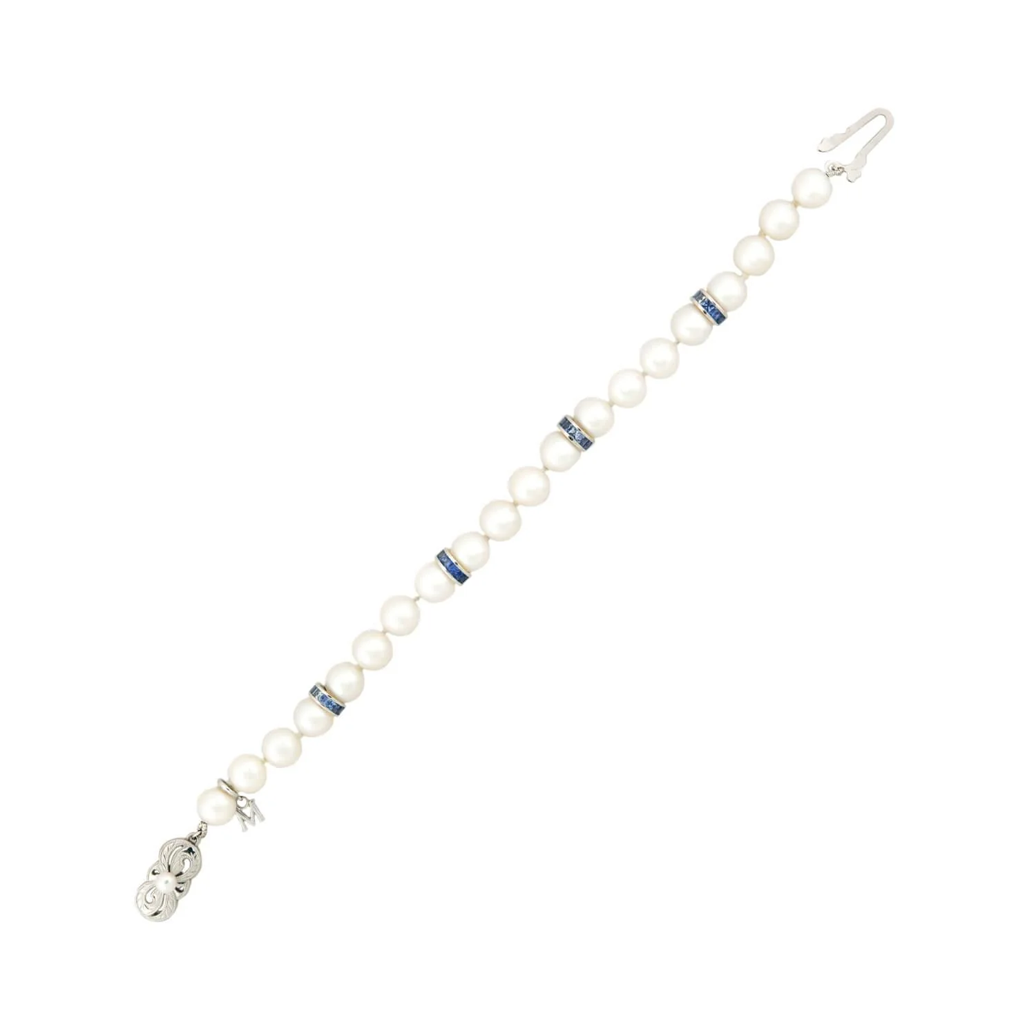 MIKIMOTO Estate 18k Pearl and Sapphire Bracelet - Image 2