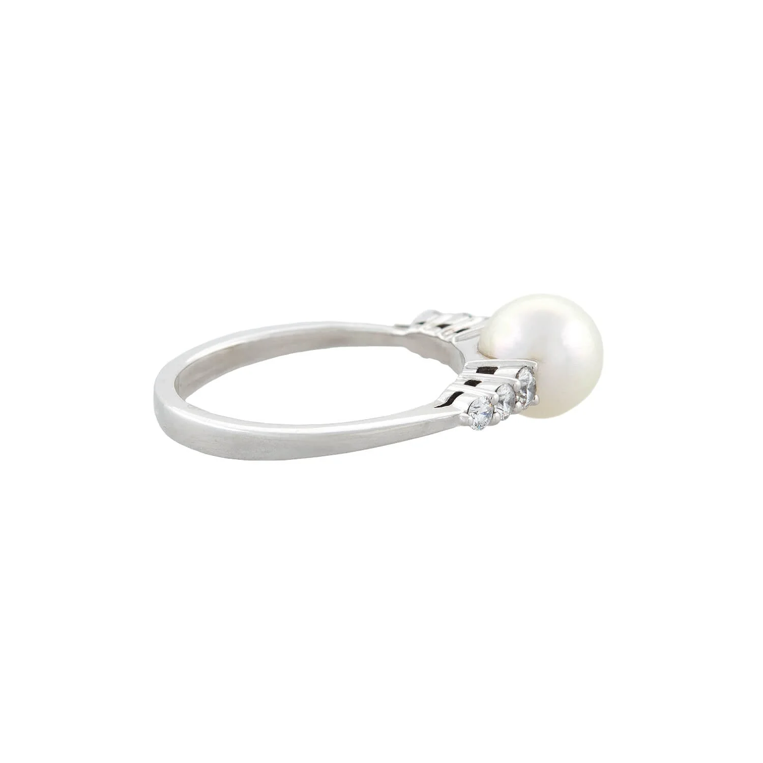 MIKIMOTO Estate 18kt, Pearl + Diamond Ring - Image 2