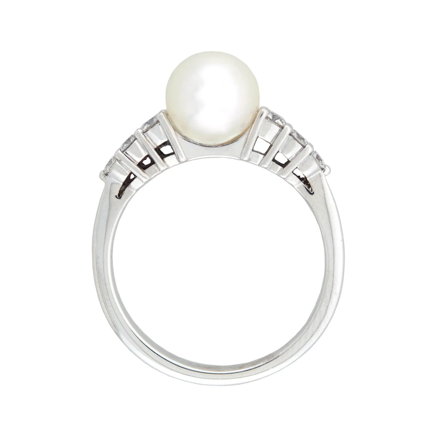 MIKIMOTO Estate 18kt, Pearl + Diamond Ring - Image 3