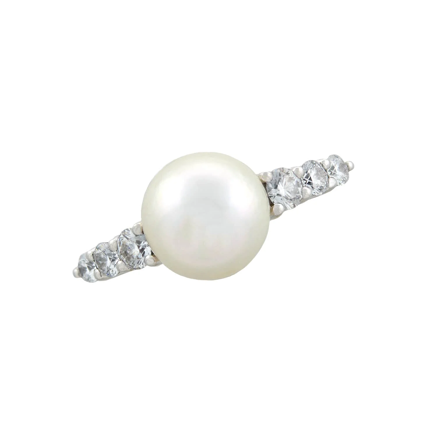 MIKIMOTO Estate 18kt, Pearl + Diamond Ring - Image 4