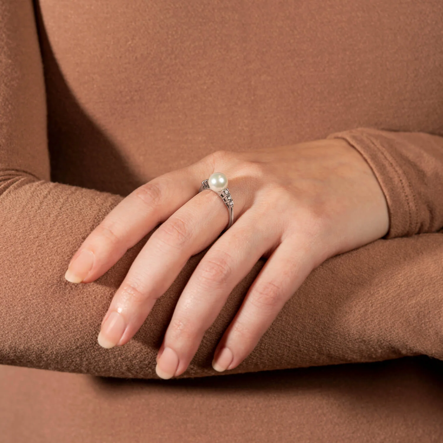 MIKIMOTO Estate 18kt, Pearl + Diamond Ring - Image 7