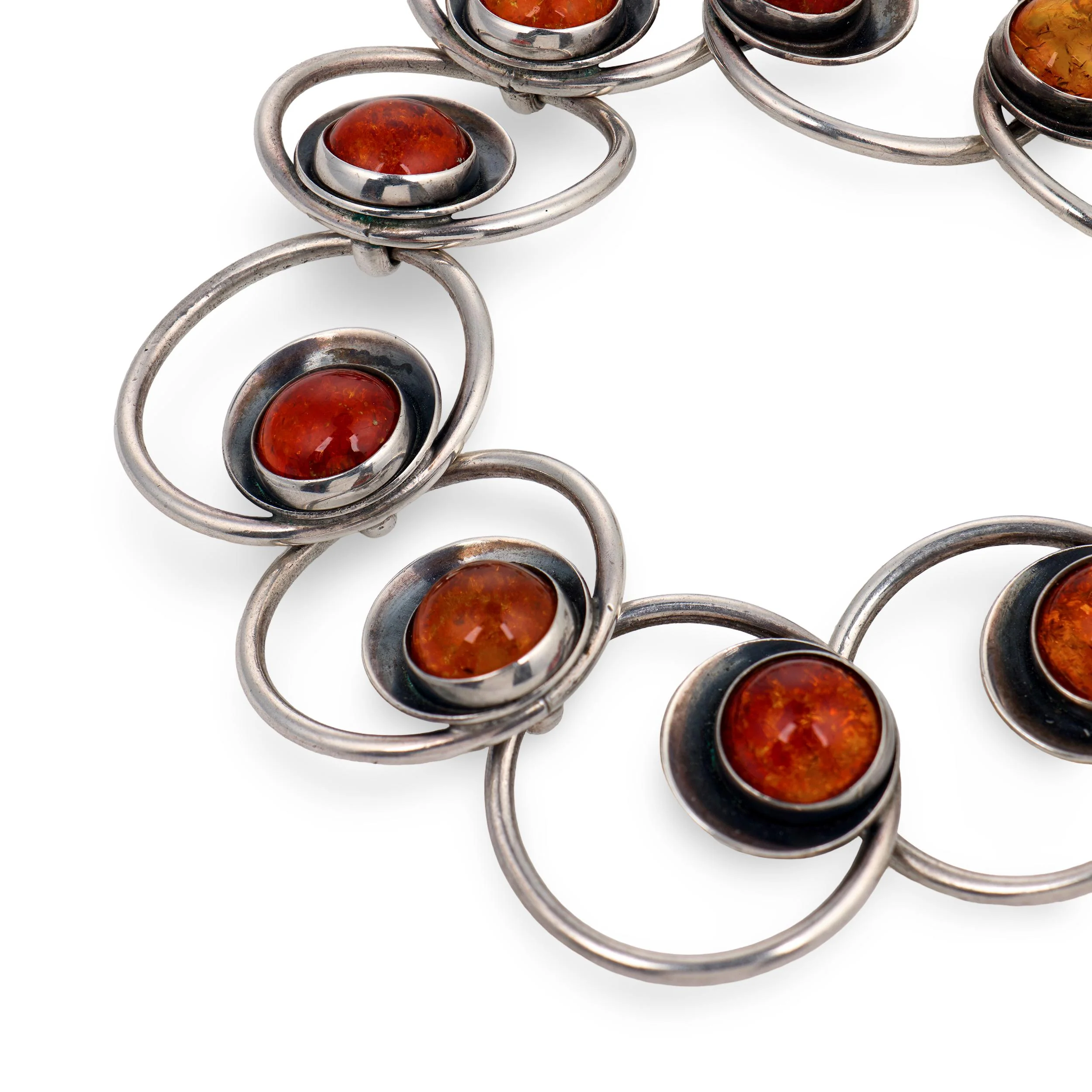 N.E. FROM Vintage Danish Sterling Silver Amber Link Bracelet - Image 3