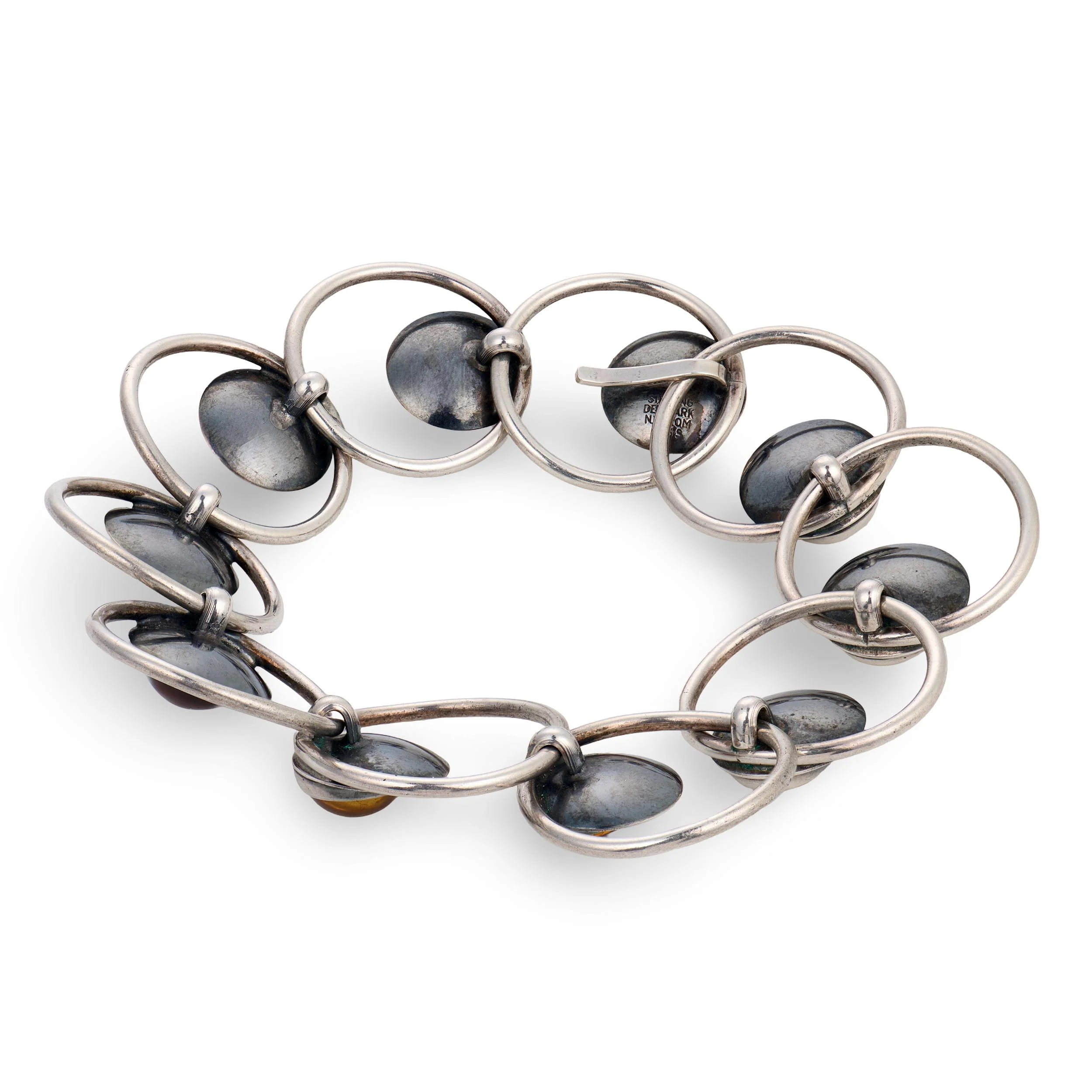 N.E. FROM Vintage Danish Sterling Silver Amber Link Bracelet - Image 4