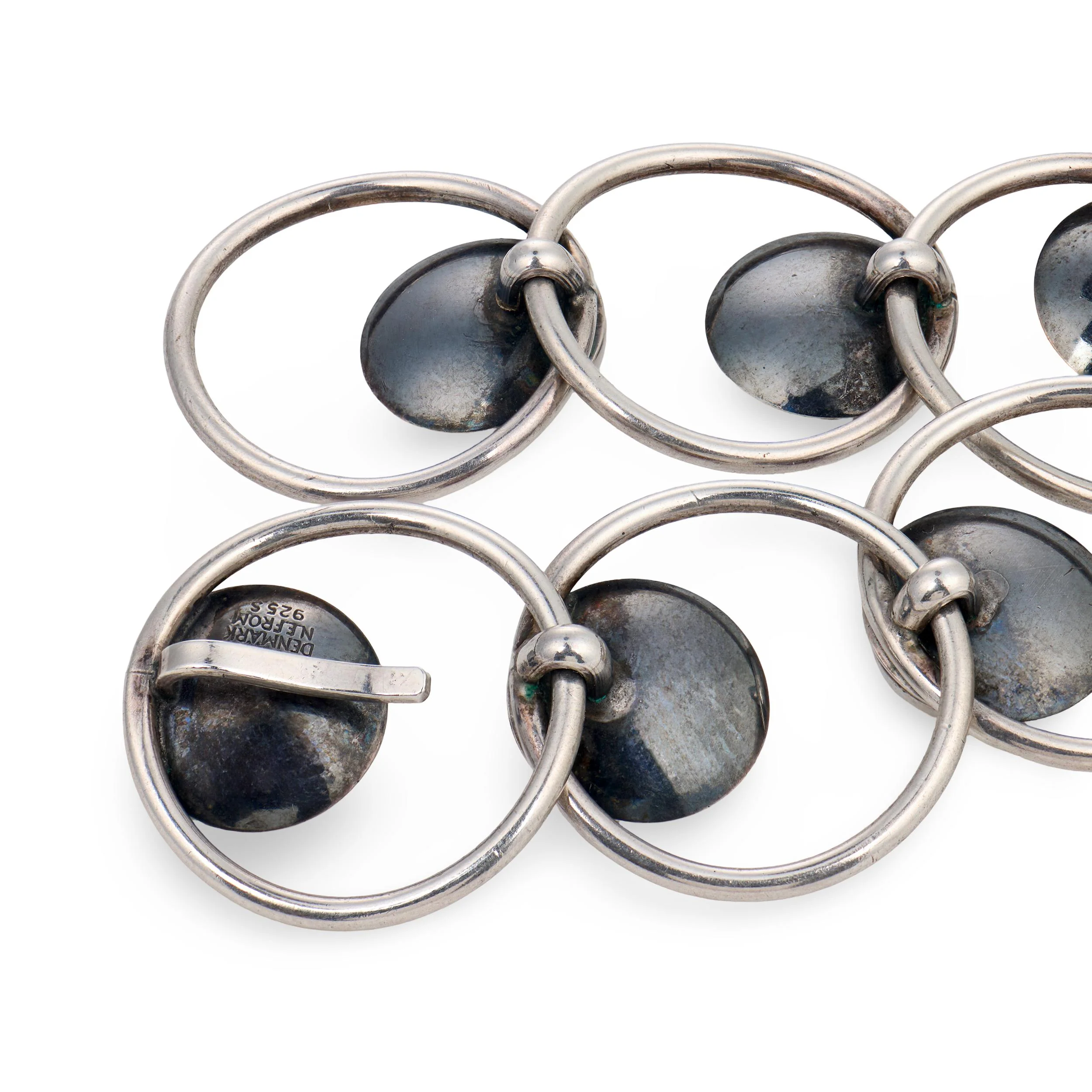 N.E. FROM Vintage Danish Sterling Silver Amber Link Bracelet - Image 5